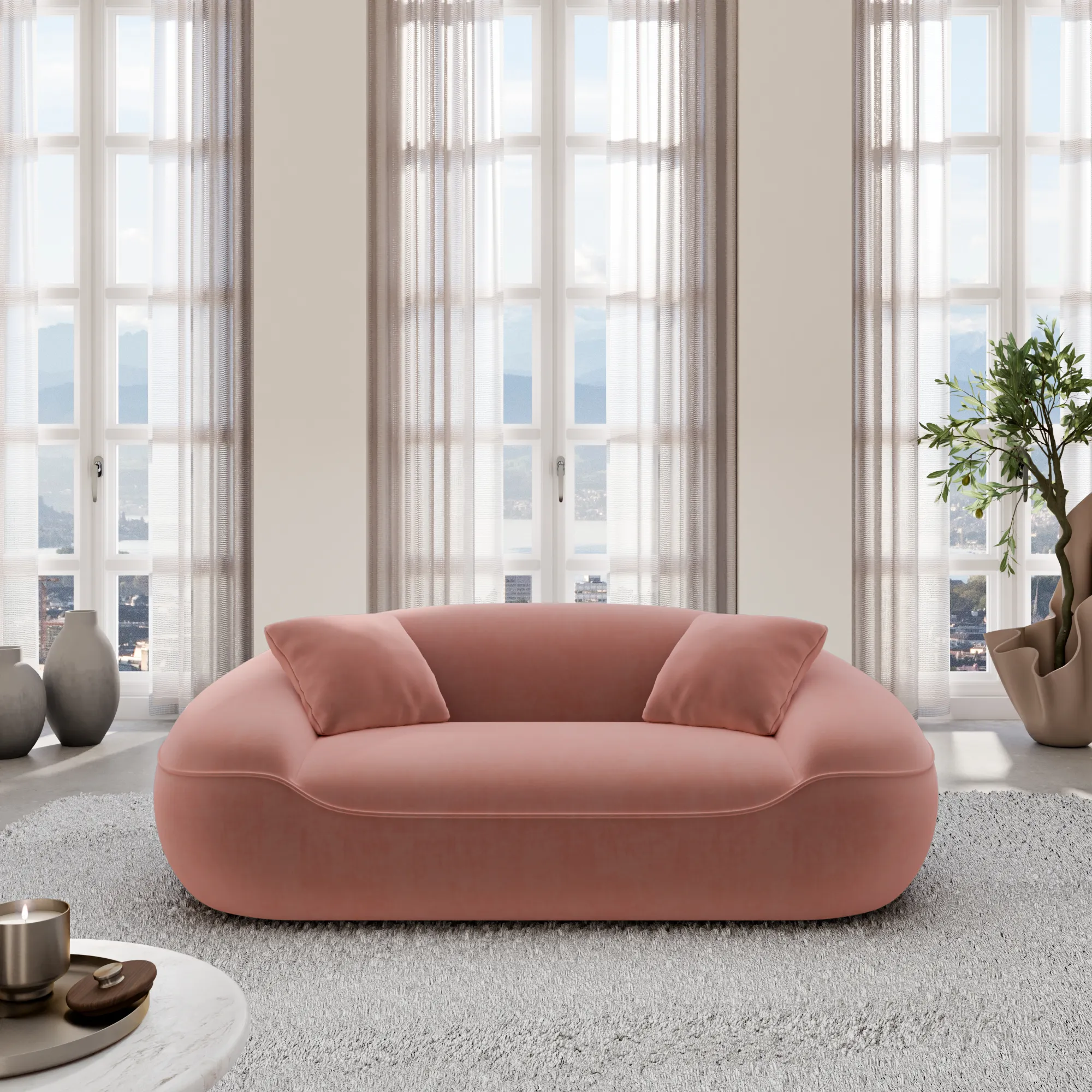 Samtstoff 2-Sitzer Couch Levina – Bild 12