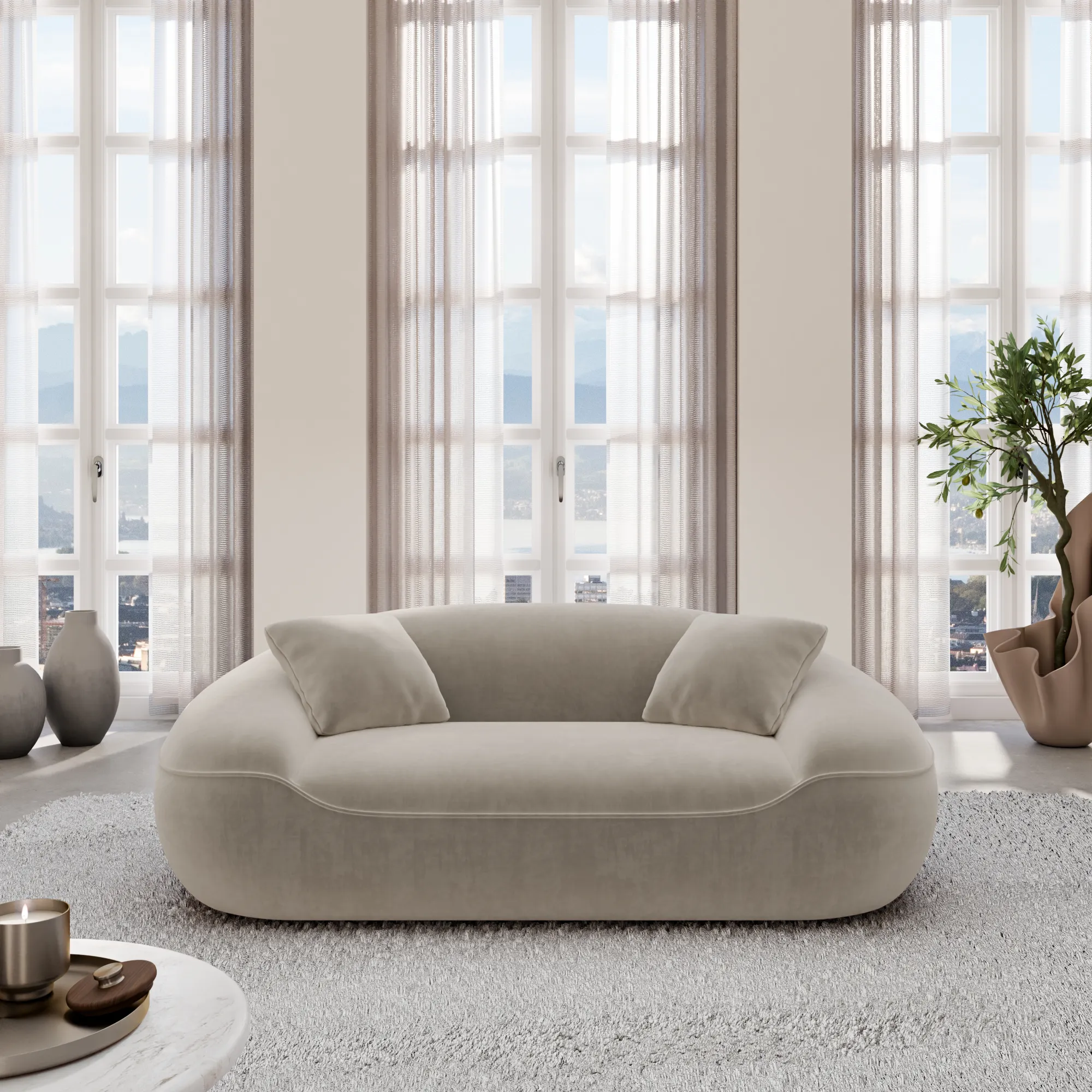 Samtstoff 2-Sitzer Couch Levina – Bild 3