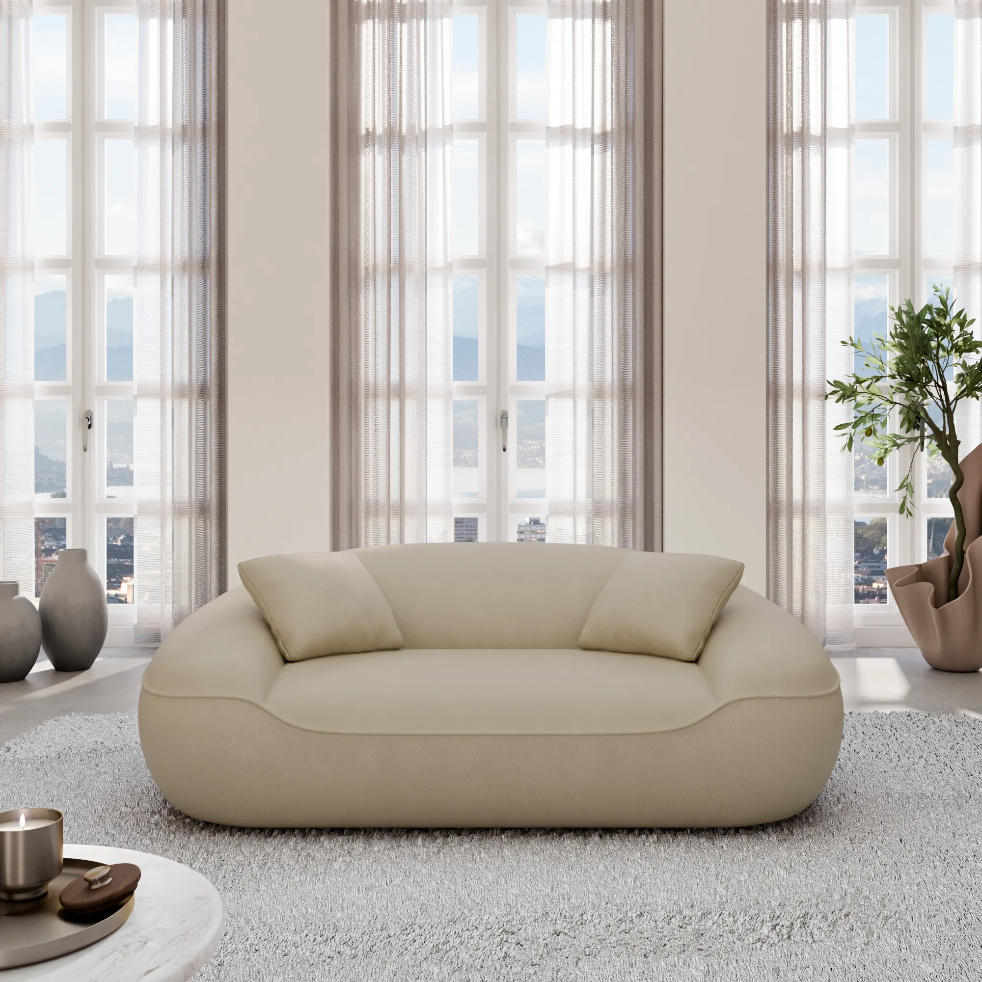 Echtleder 2-Sitzer Couch Levina – Bild 5