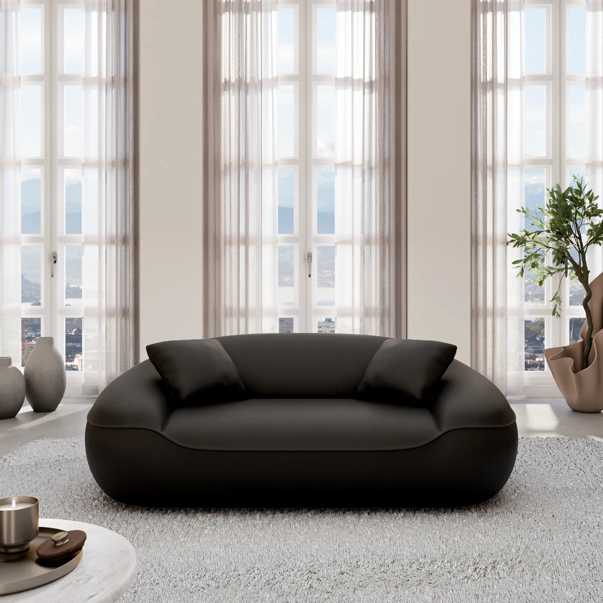 Echtleder 2-Sitzer Couch Levina – Bild 6