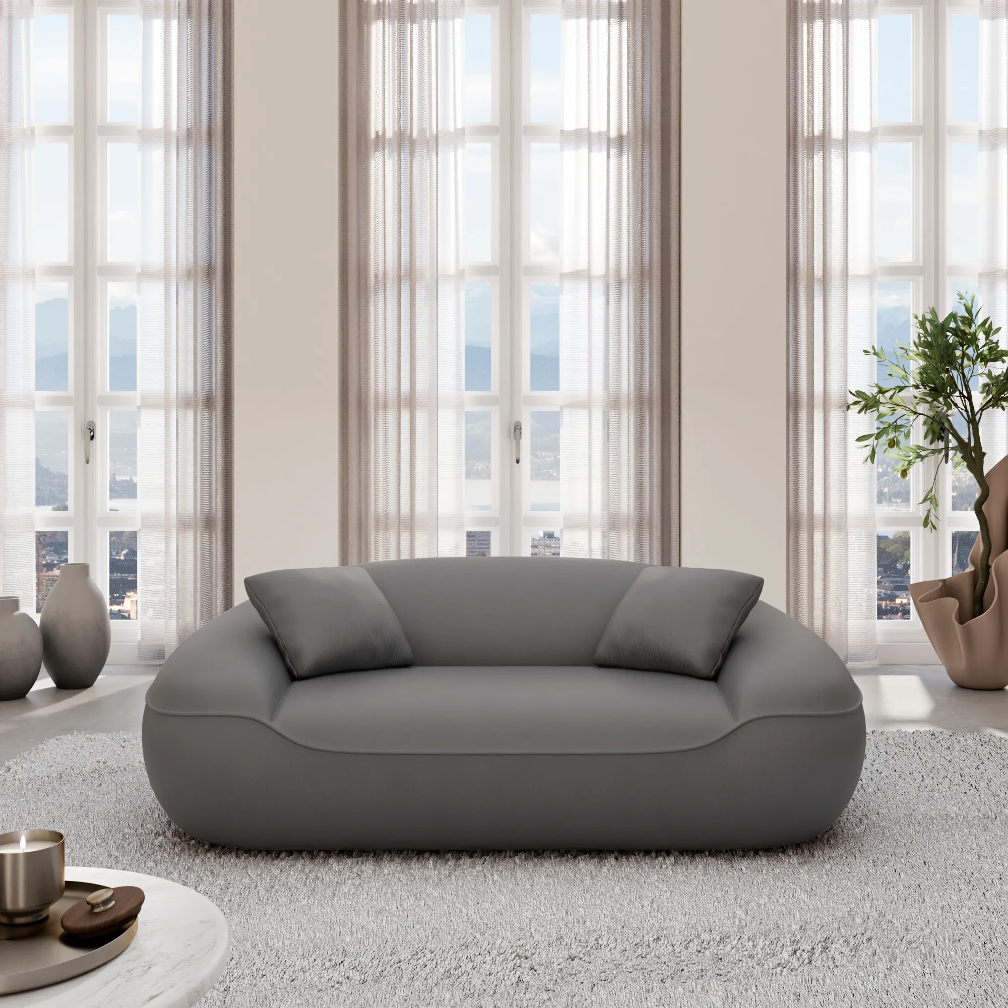 Echtleder 2-Sitzer Couch Levina – Bild 2