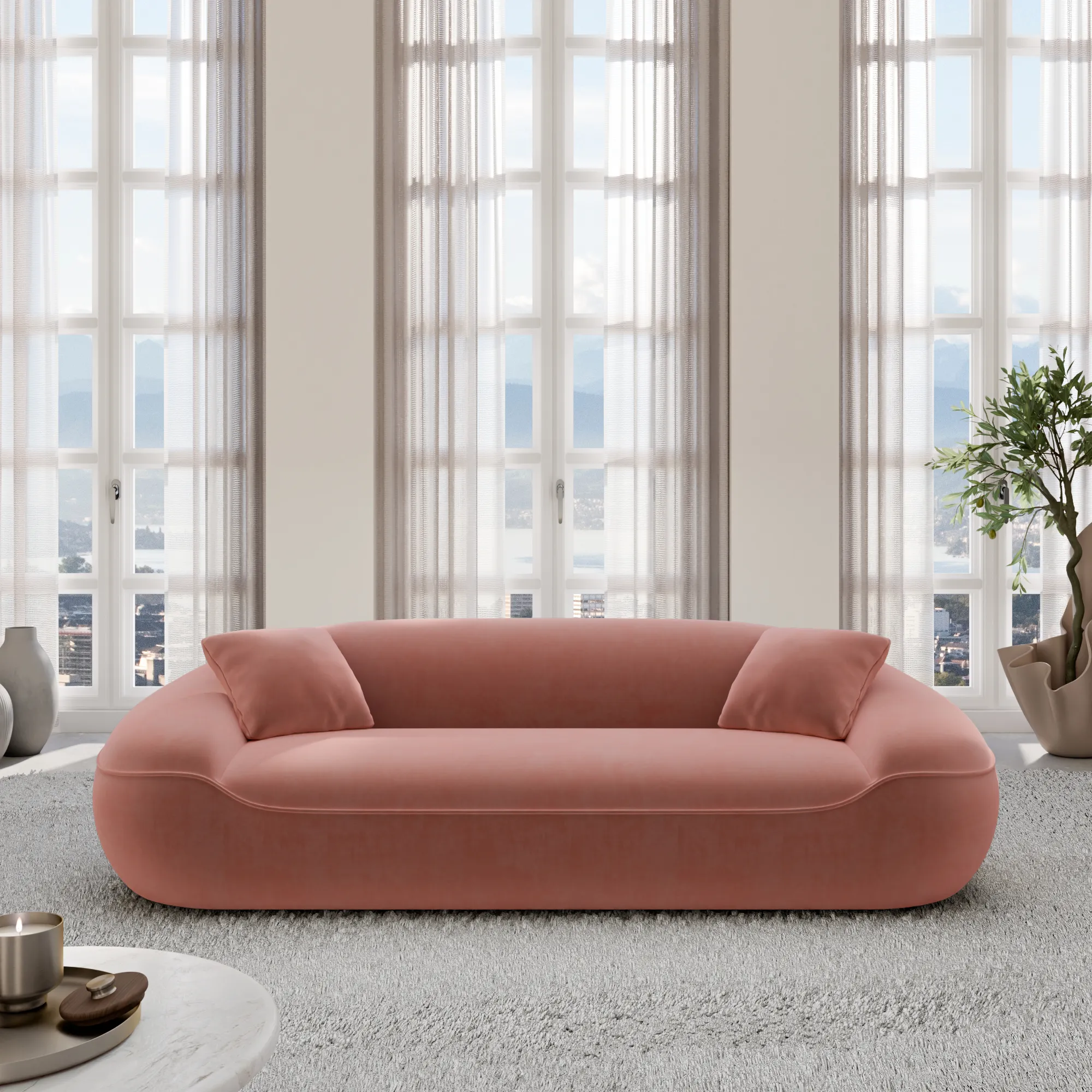 Samtstoff 3-Sitzer Couch Levina – Bild 3