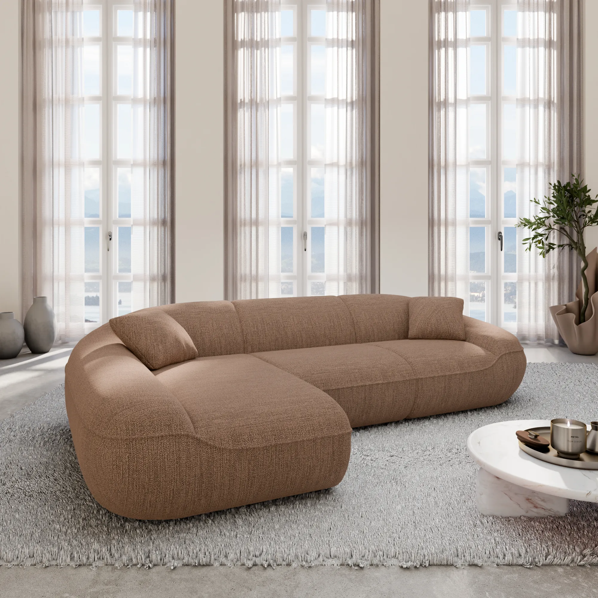 Strukturstoff L-Form Sofa Levina – Bild 15