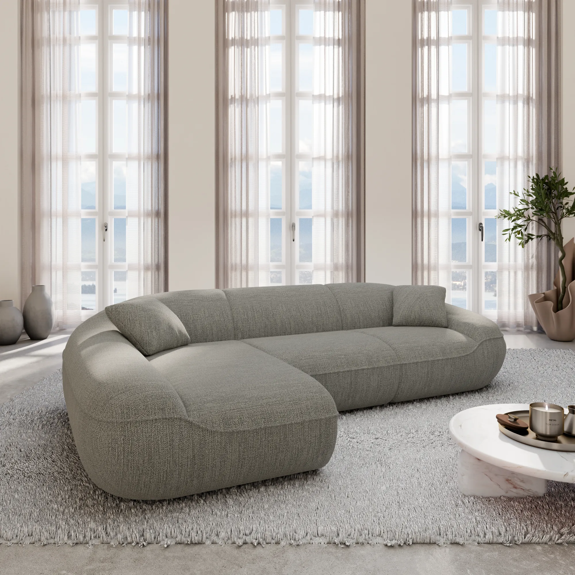 Strukturstoff L-Form Sofa Levina – Bild 19