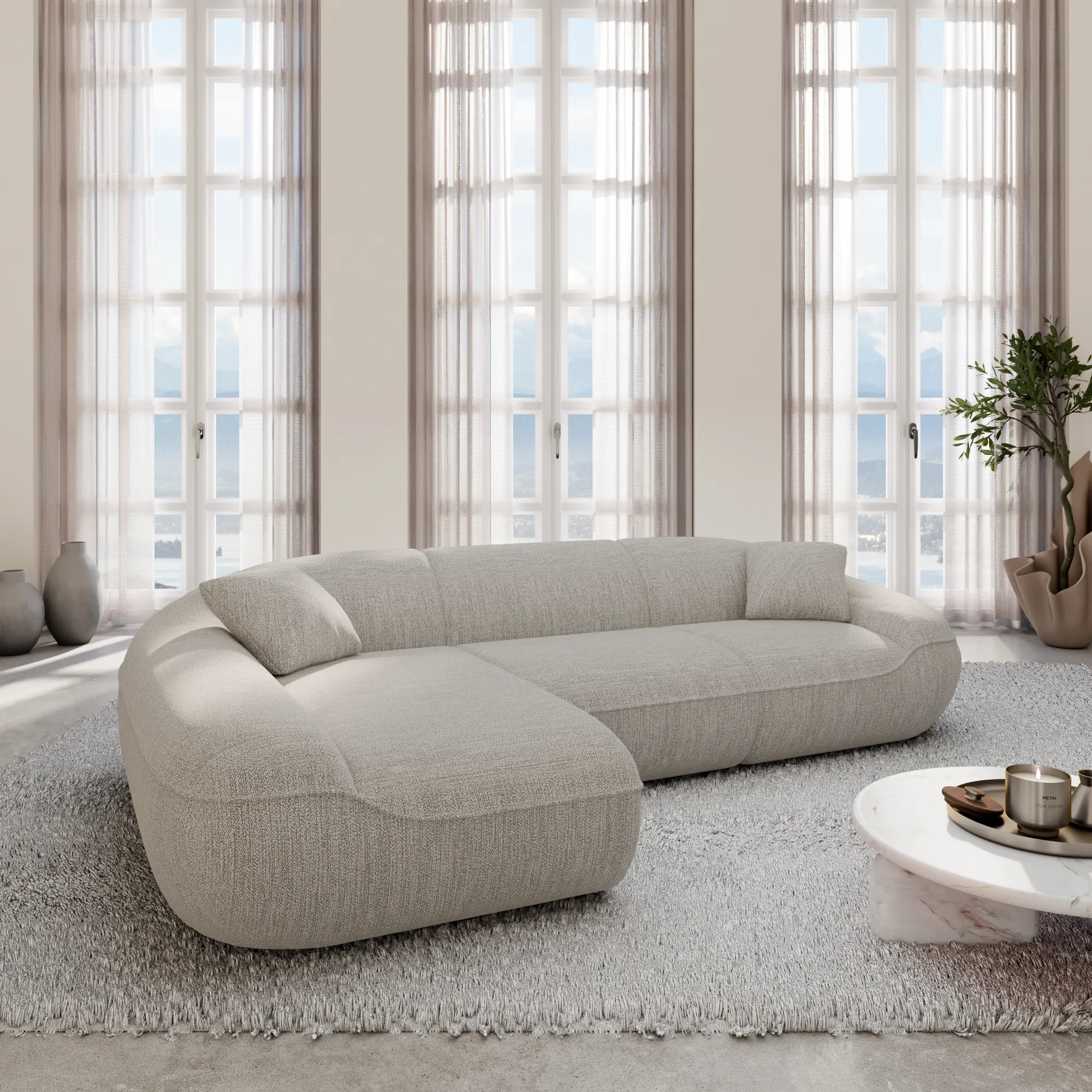 Strukturstoff L-Form Sofa Levina – Bild 20