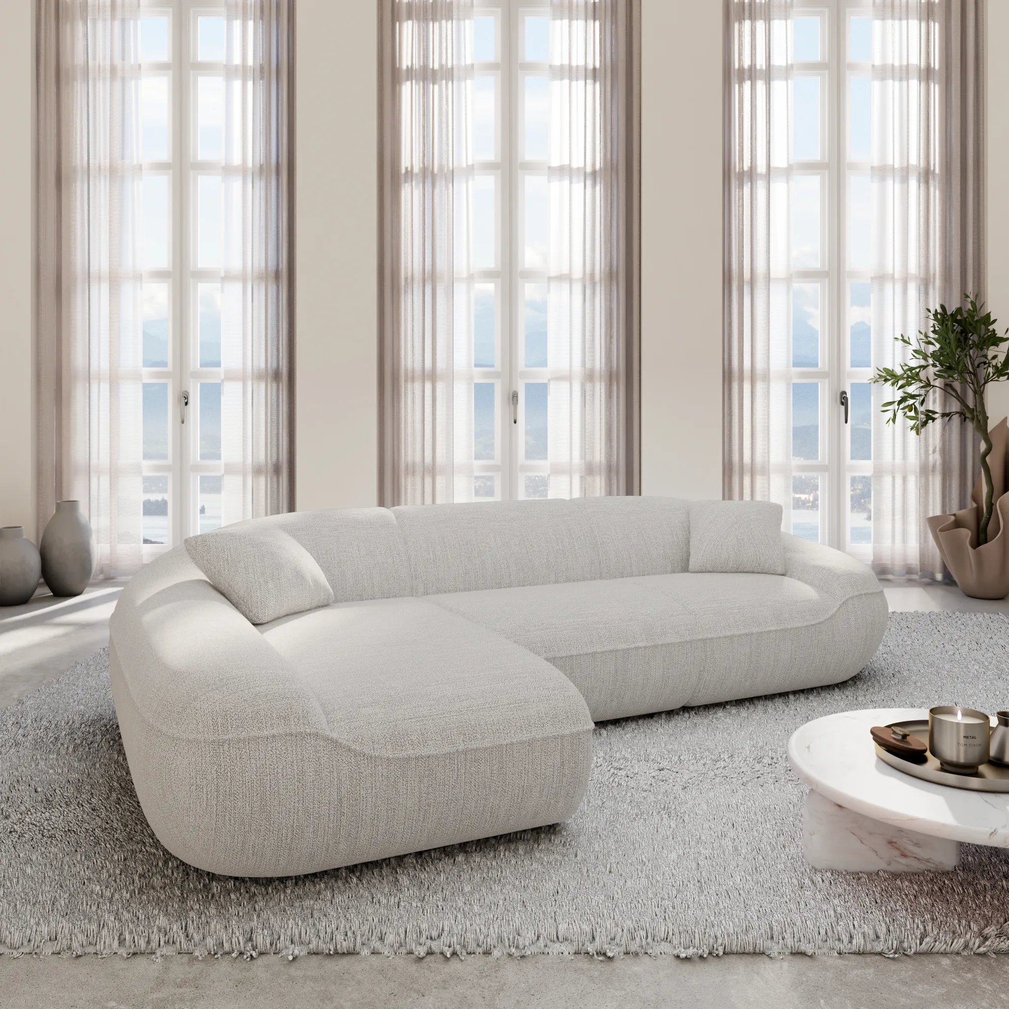 Strukturstoff L-Form Sofa Levina