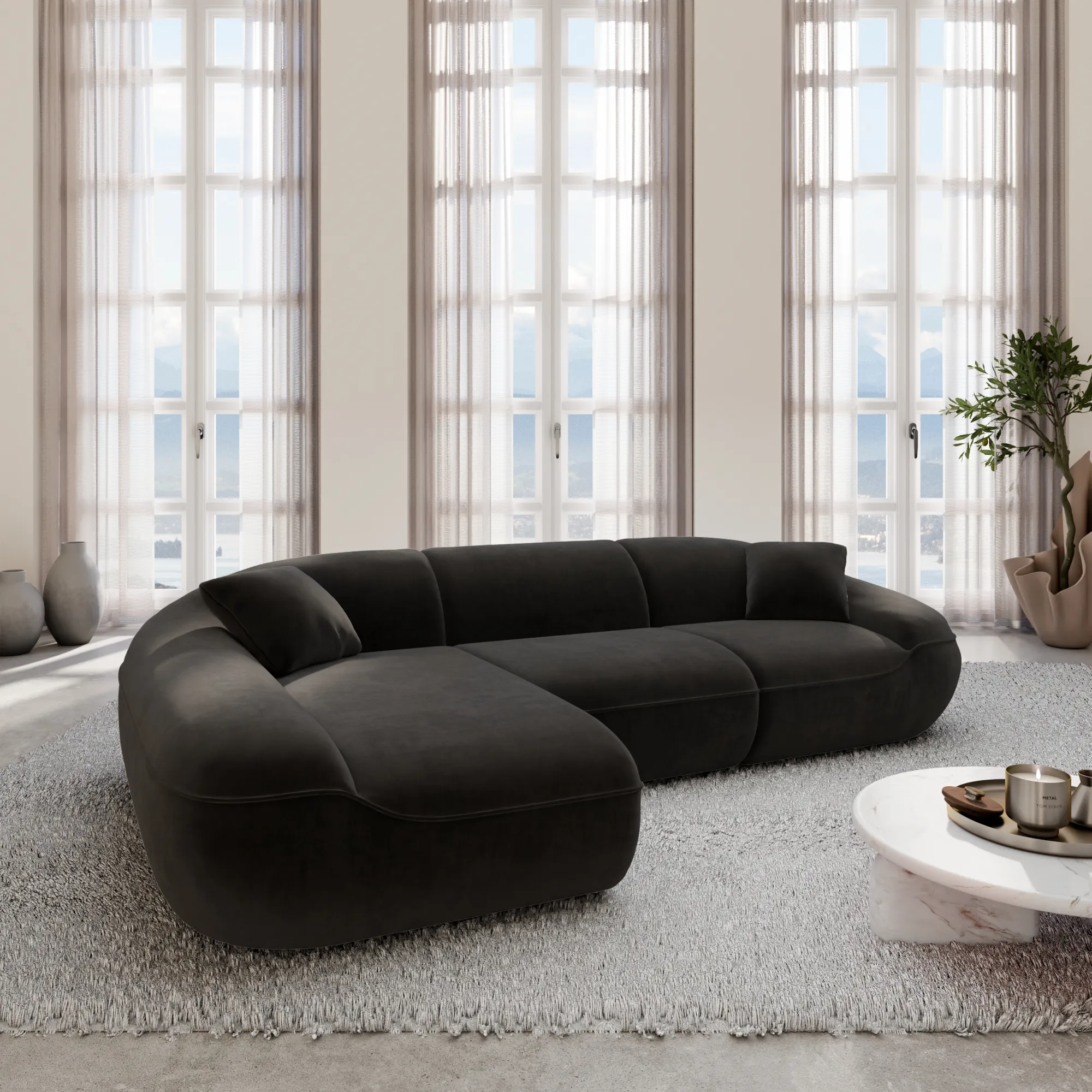 Samtstoff L-Form Sofa Levina – Bild 10