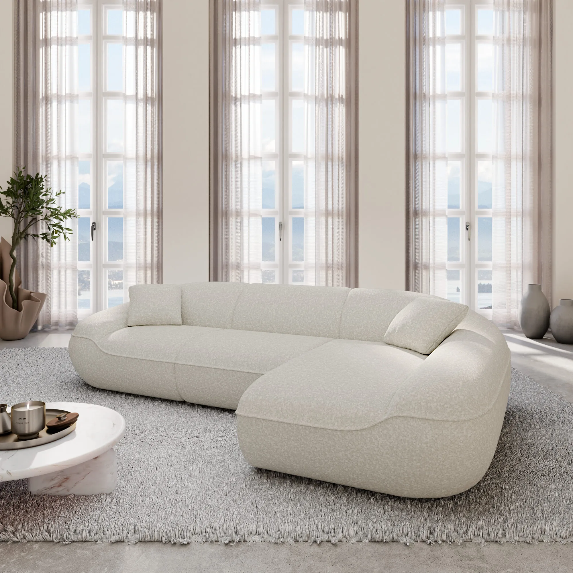 Bouclé L-Form Sofa Levina – Bild 6