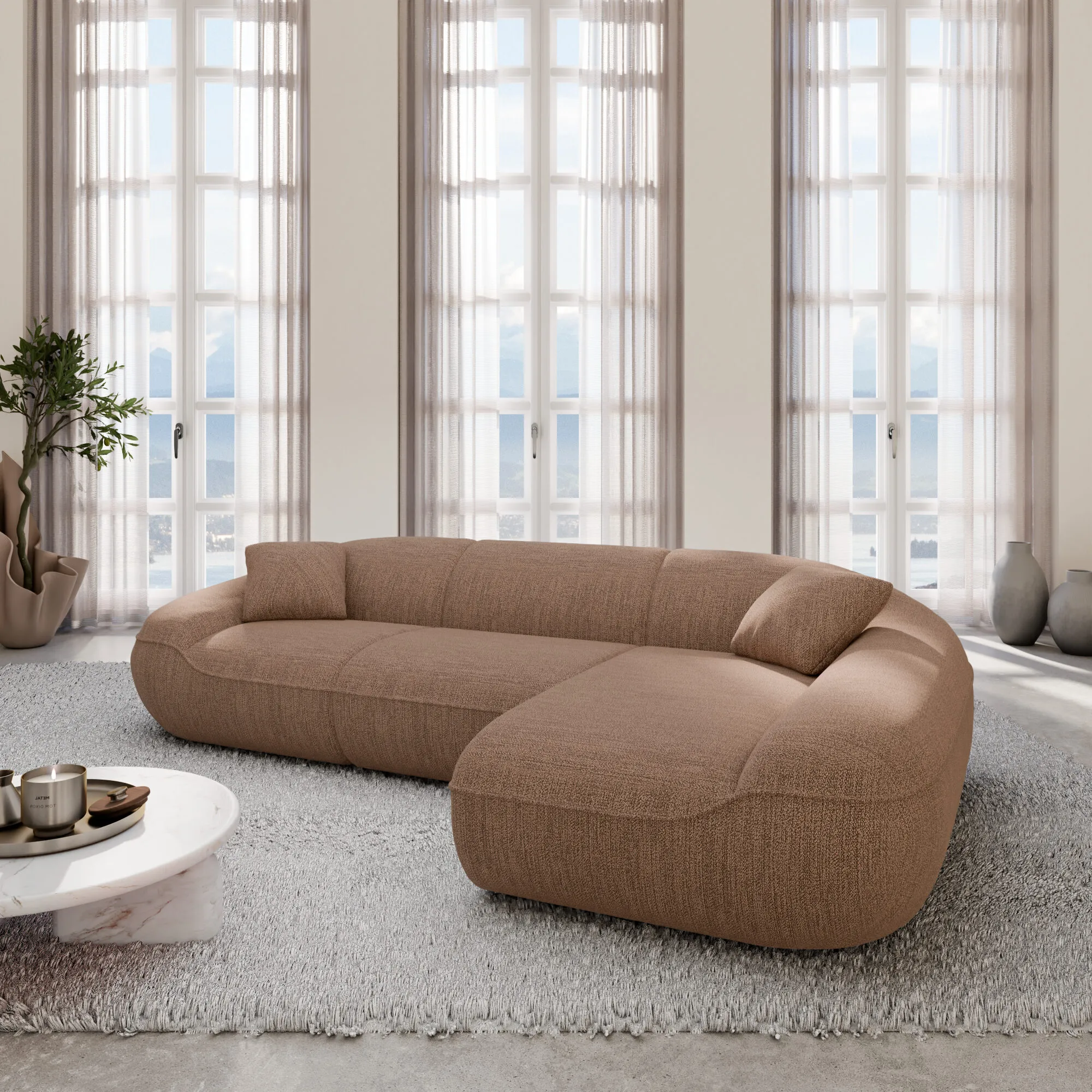 Strukturstoff L-Form Sofa Levina – Bild 5