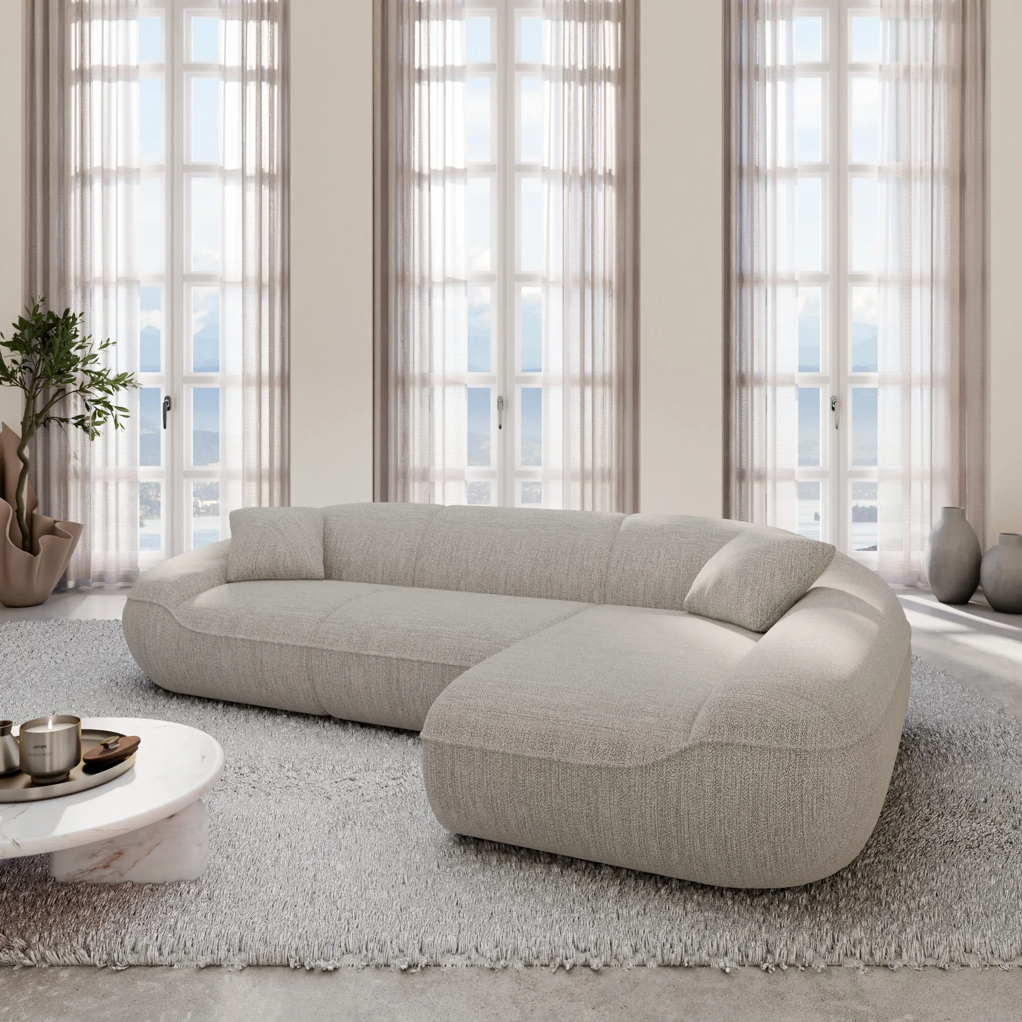 Strukturstoff L-Form Sofa Levina – Bild 10