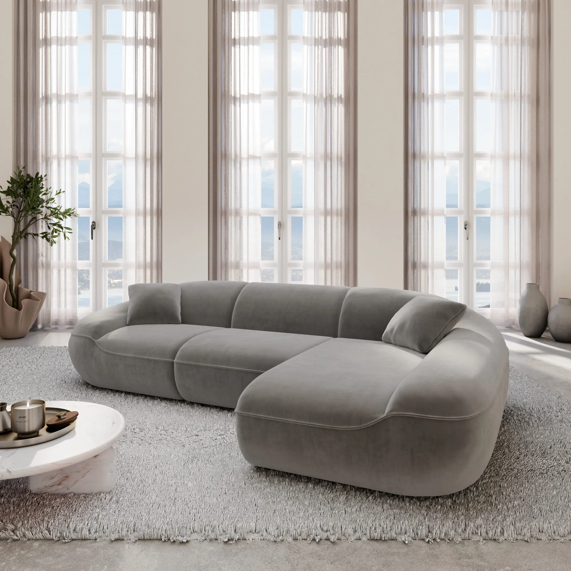 Samtstoff L-Form Sofa Levina