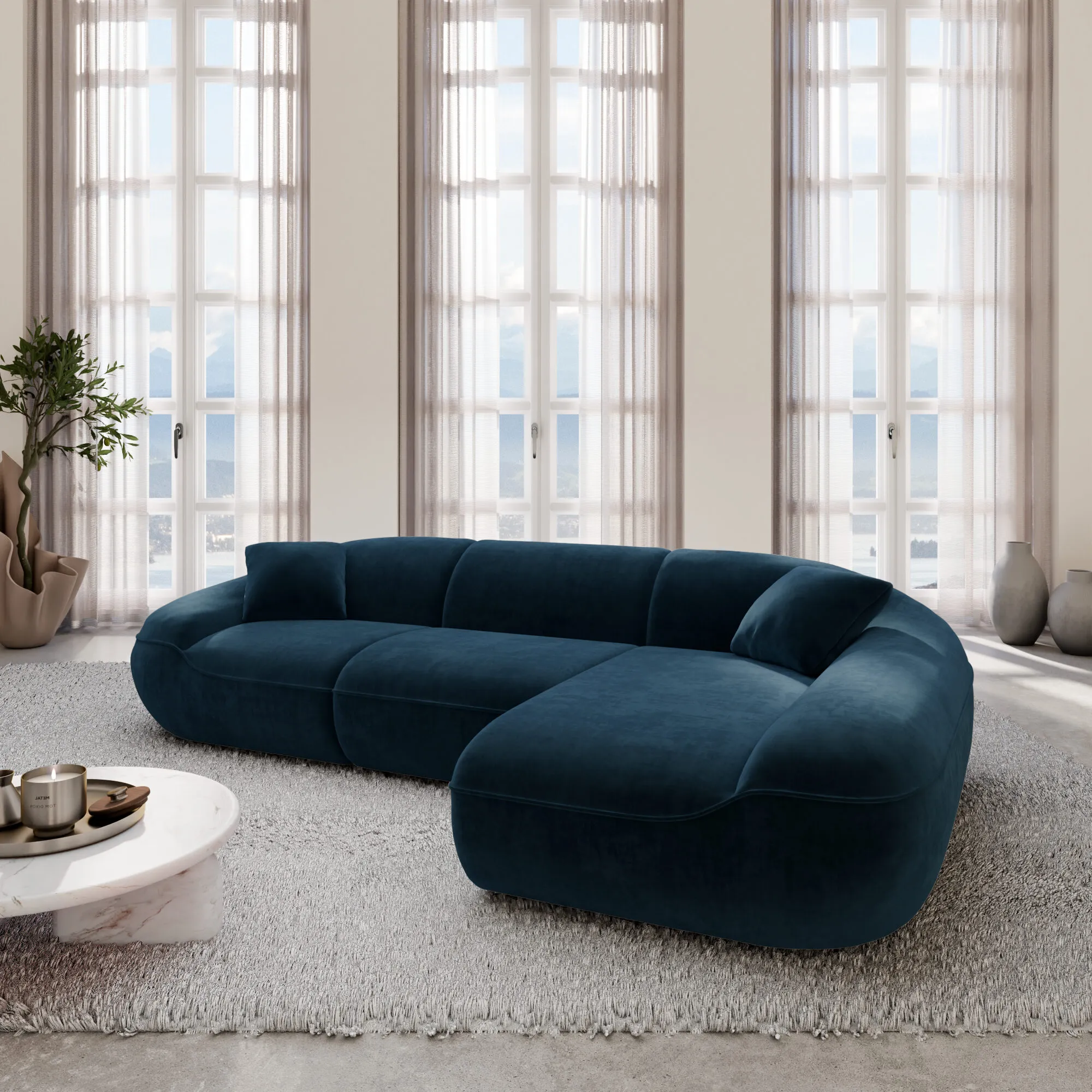 Samtstoff L-Form Sofa Levina – Bild 4