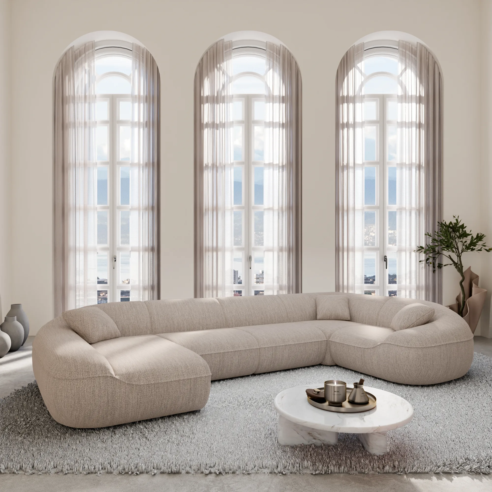 Strukturstoff U-Form XL Wohnlandschaft Levina – Bild 7