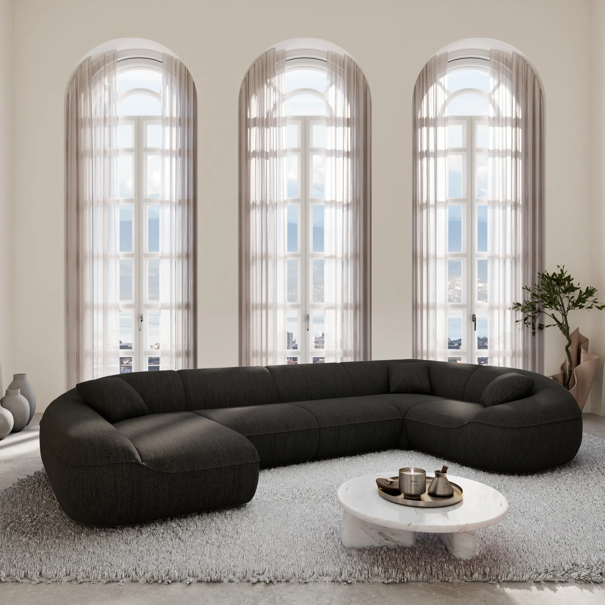 Strukturstoff U-Form XL Wohnlandschaft Levina – Bild 8