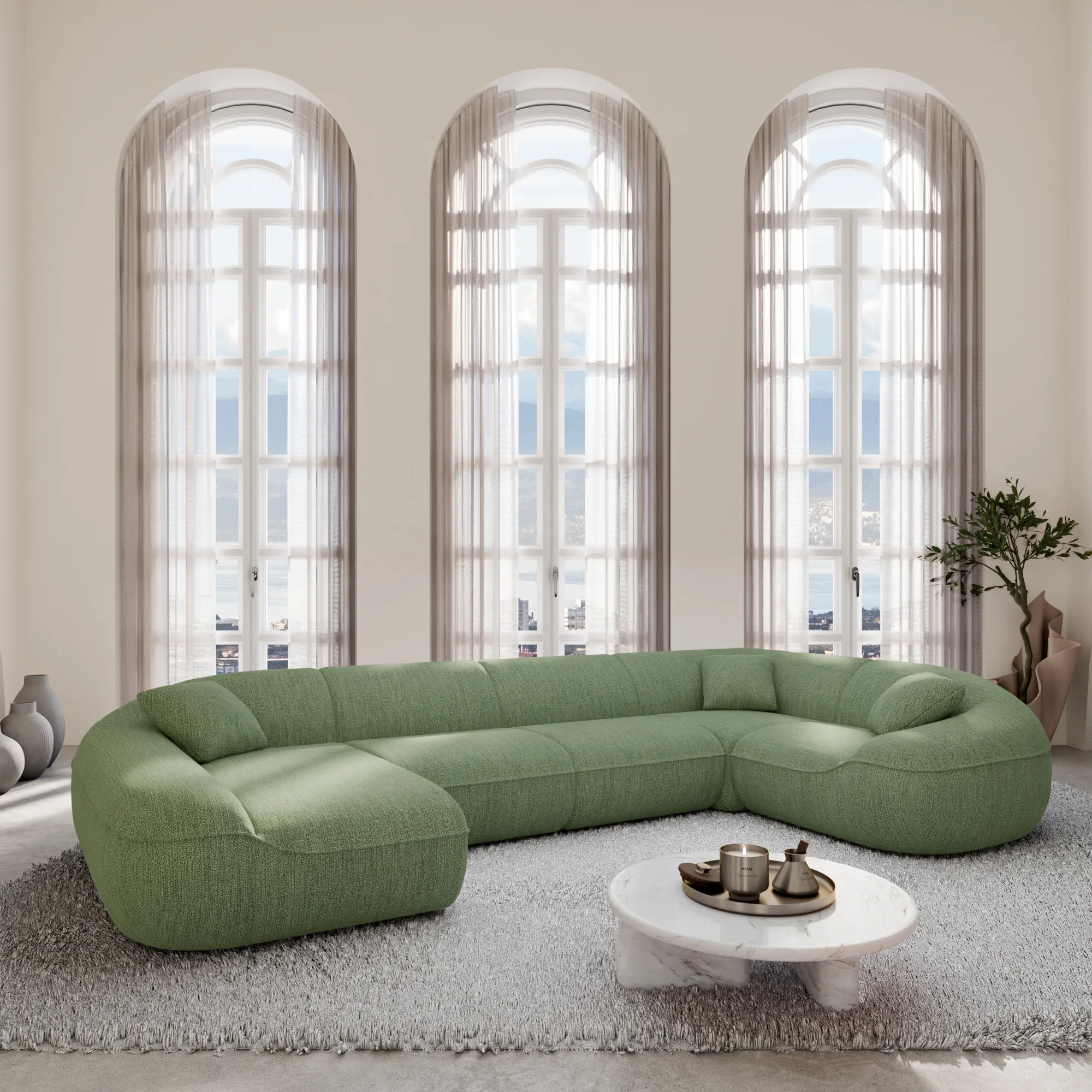 Strukturstoff U-Form XL Wohnlandschaft Levina – Bild 12