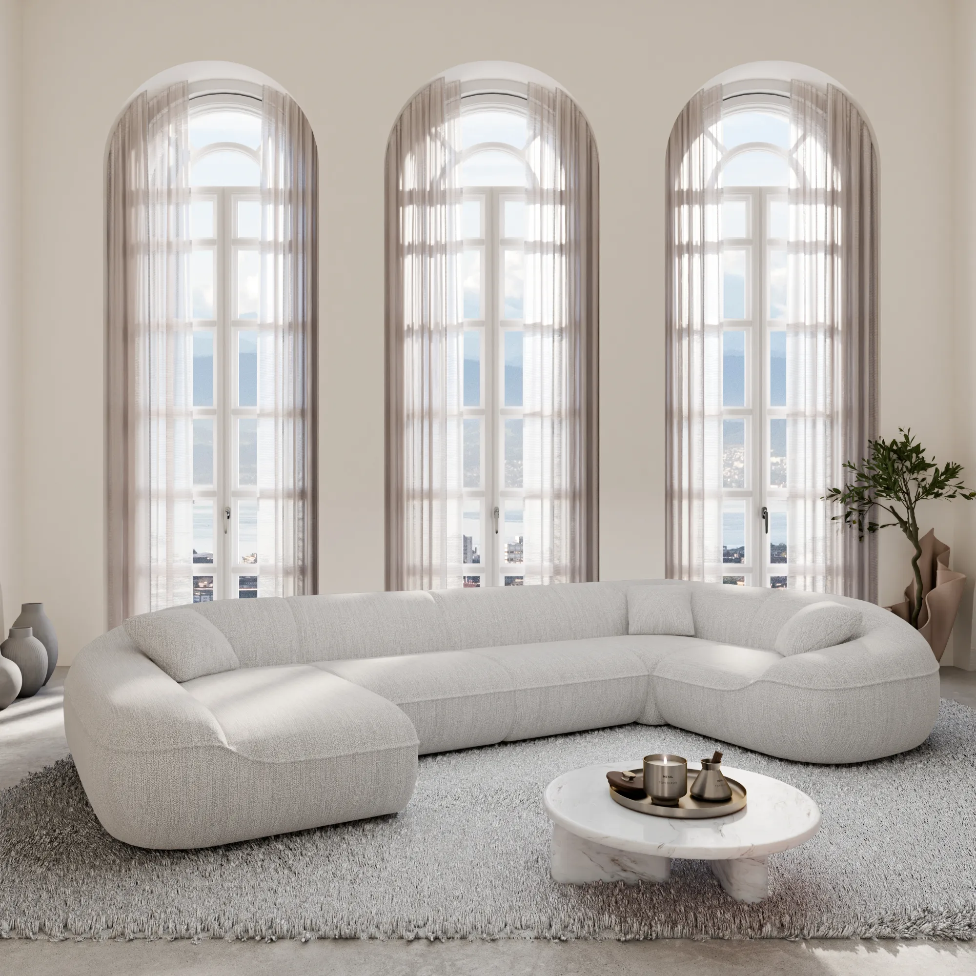 Strukturstoff U-Form XL Wohnlandschaft Levina – Bild 15