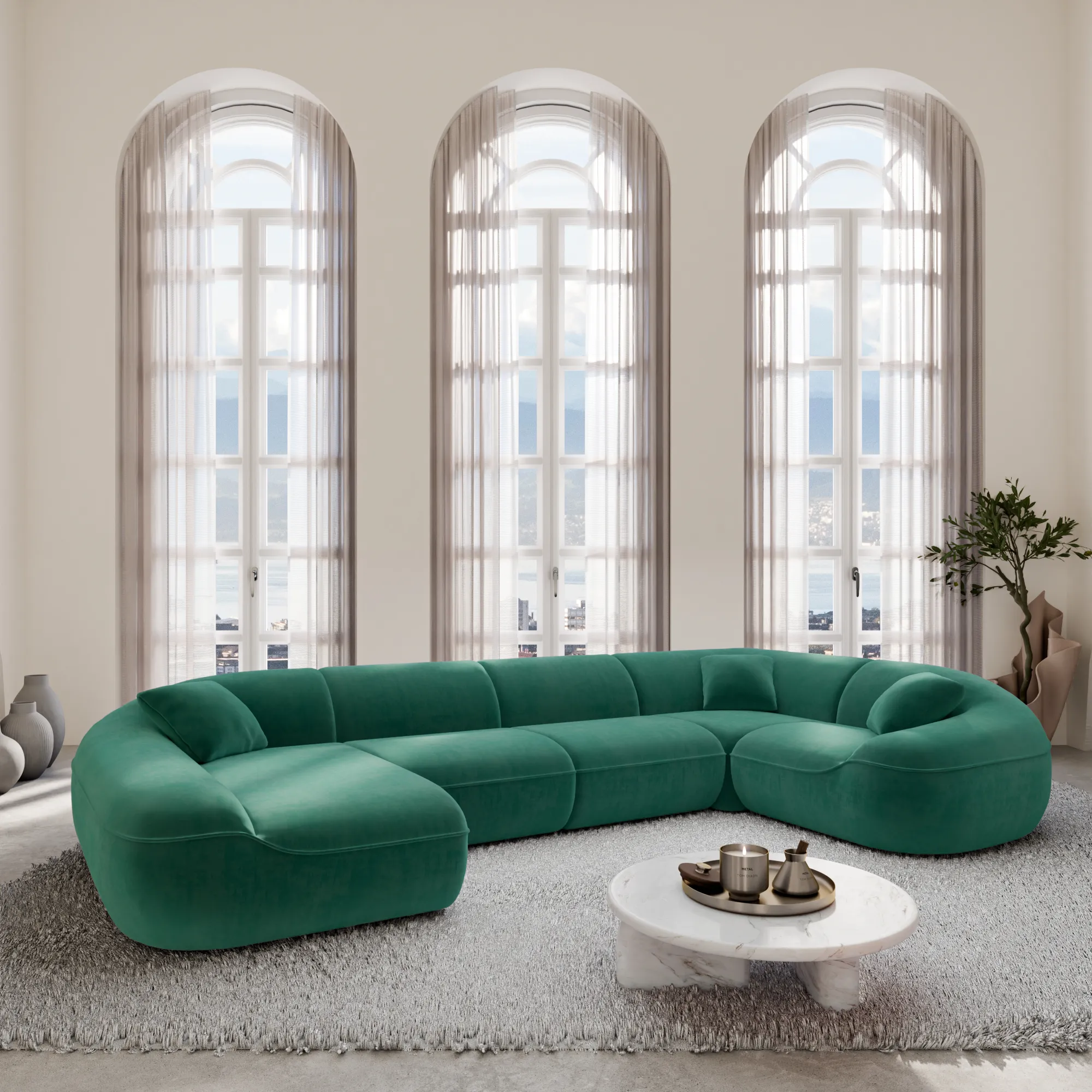 Samtstoff U-Form XL Wohnlandschaft Levina – Bild 4