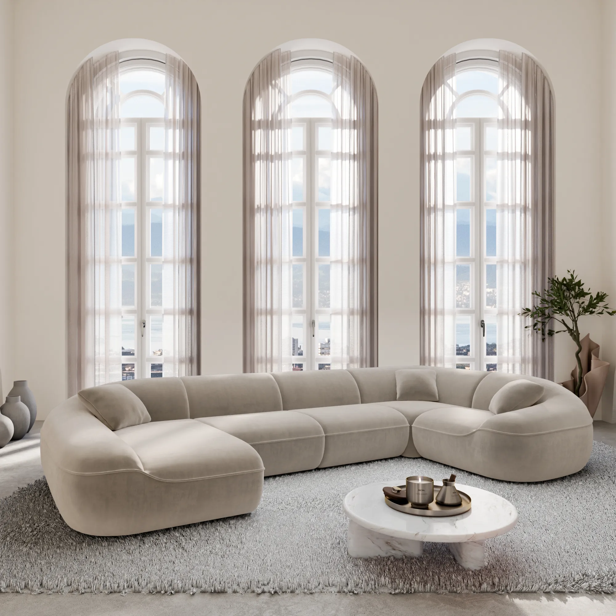Samtstoff U-Form XL Wohnlandschaft Levina – Bild 9