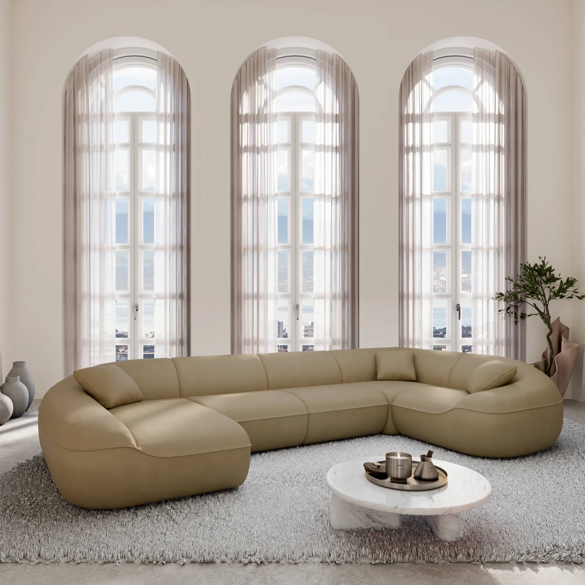 Kunstleder U-Form XL Wohnlandschaft Levina – Bild 7