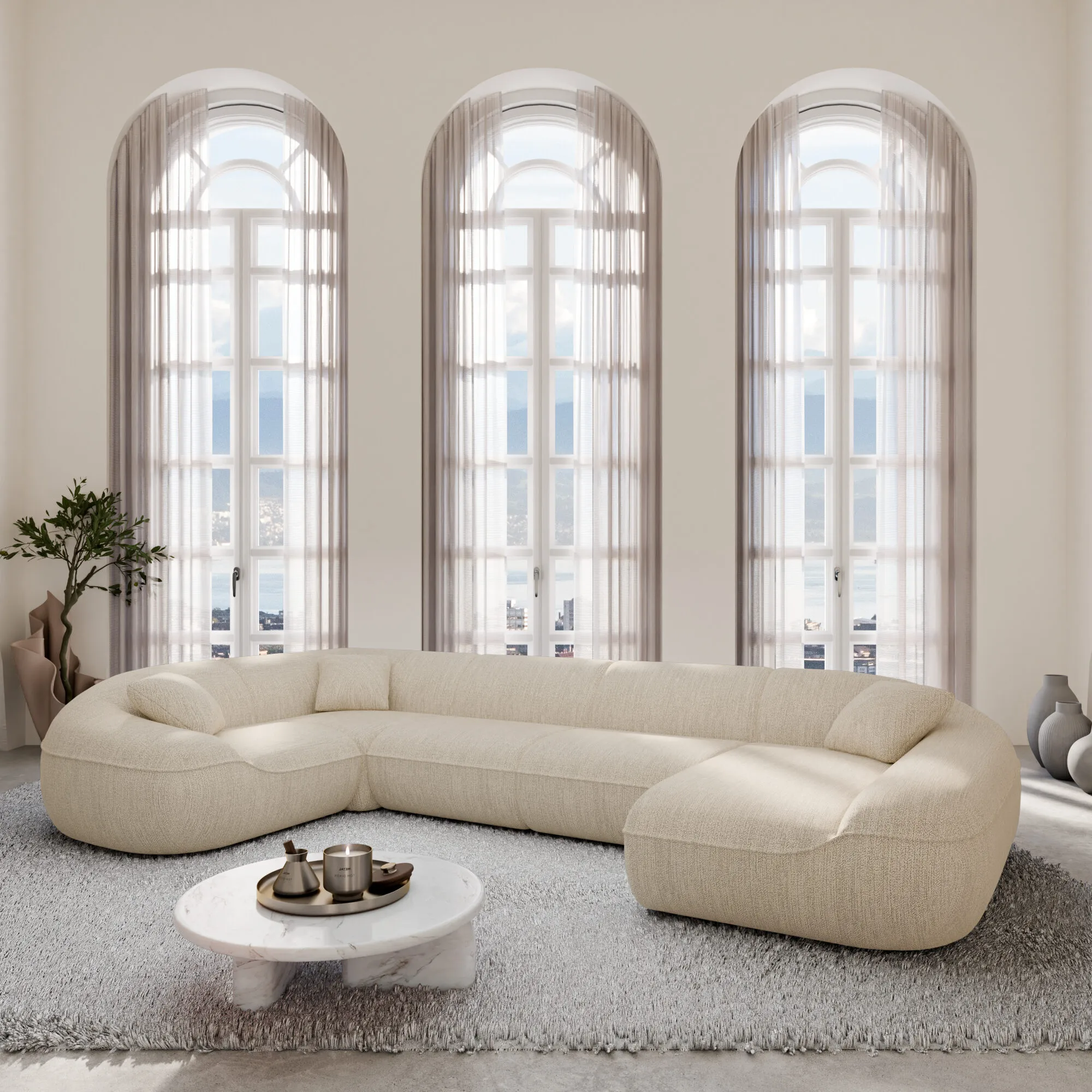Strukturstoff U-Form XL Wohnlandschaft Levina – Bild 20