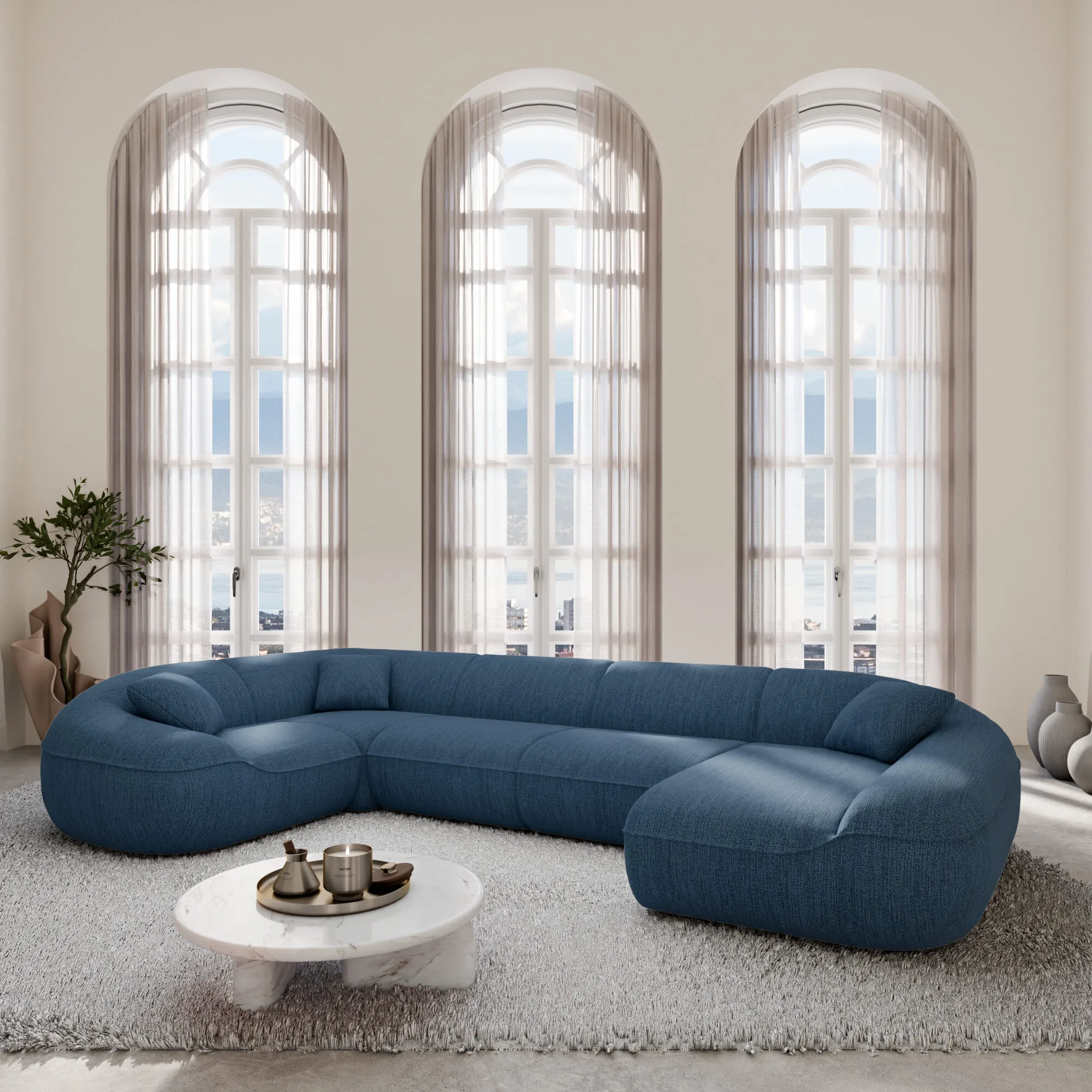 Strukturstoff U-Form XL Wohnlandschaft Levina