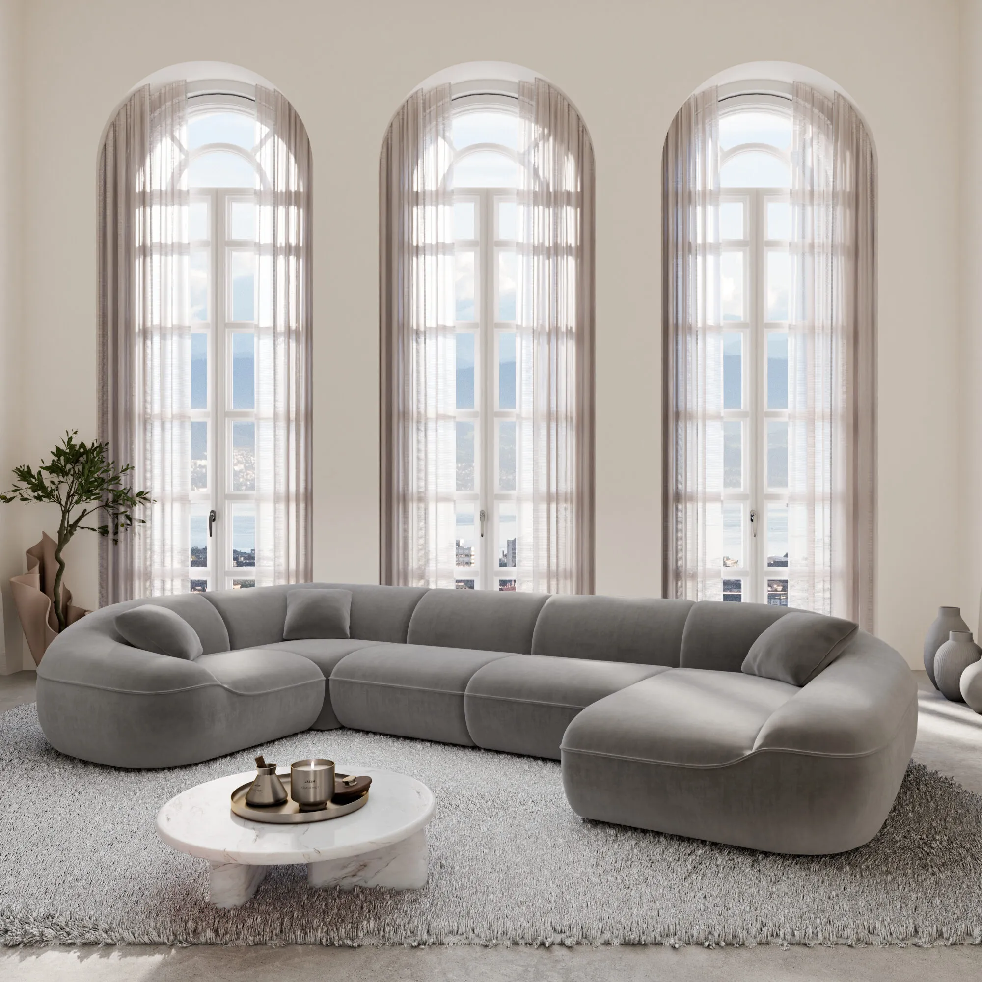 Samtstoff U-Form XL Wohnlandschaft Levina – Bild 15