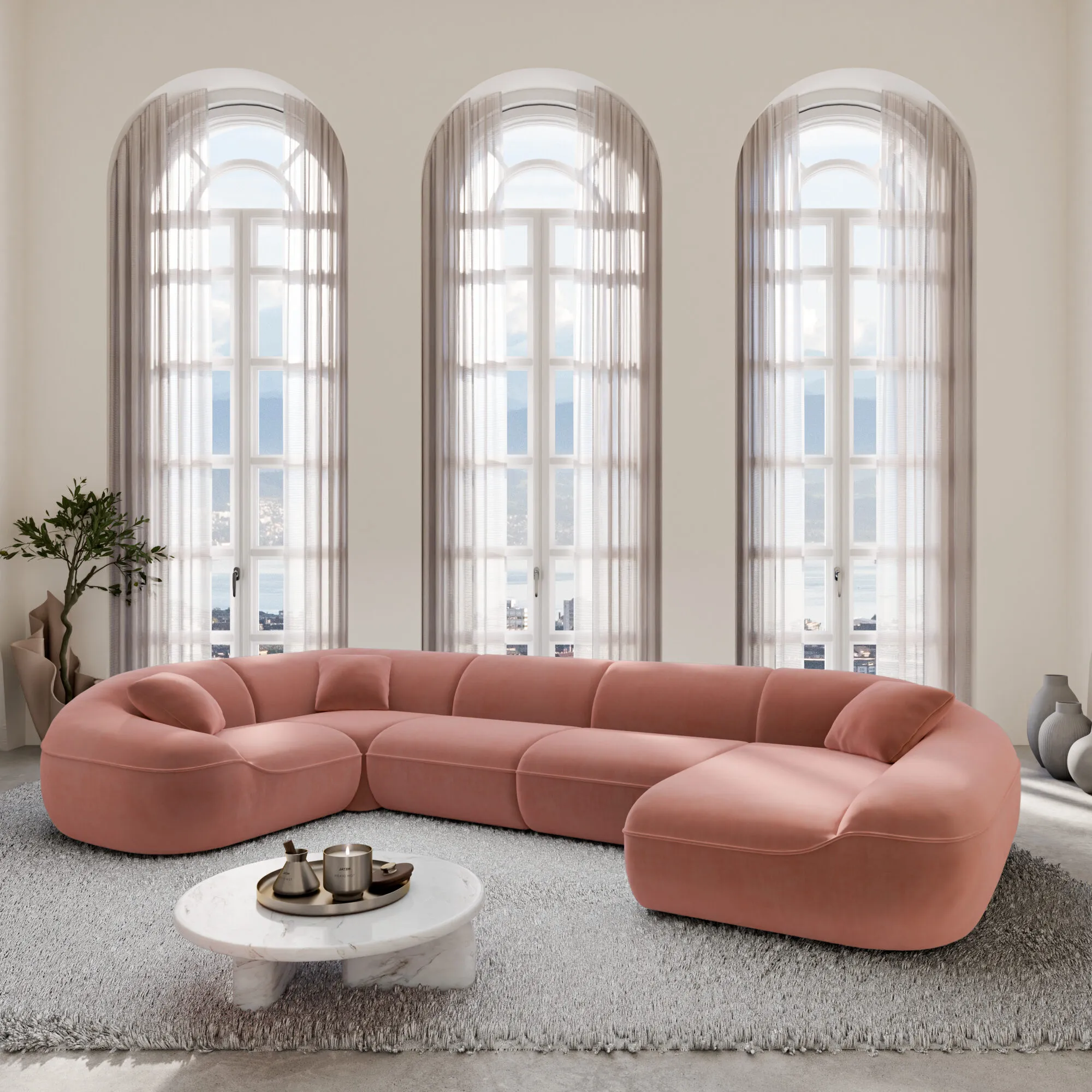 Samtstoff U-Form XL Wohnlandschaft Levina – Bild 19