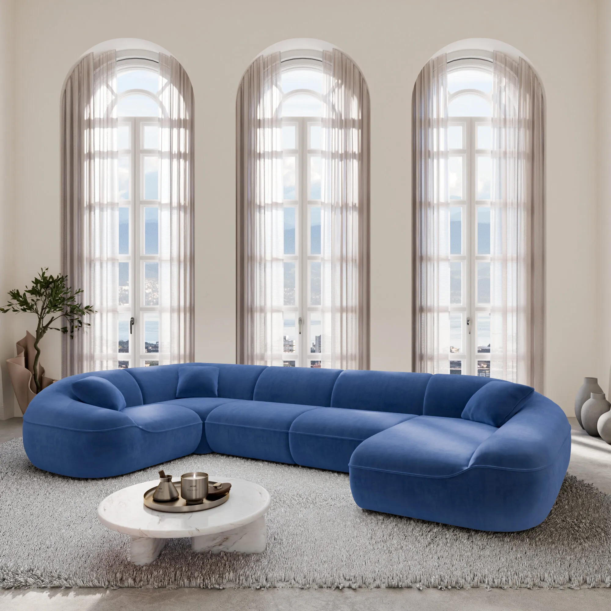 Samtstoff U-Form XL Wohnlandschaft Levina – Bild 20