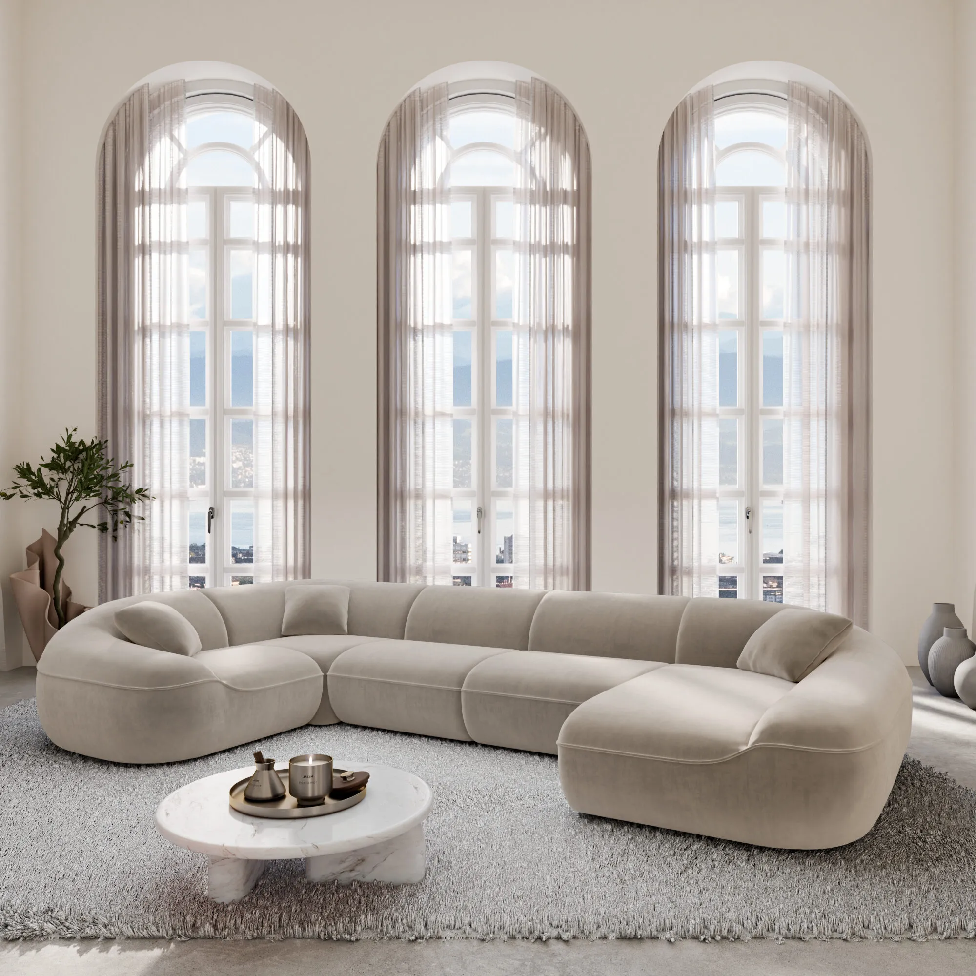 Samtstoff U-Form XL Wohnlandschaft Levina – Bild 21