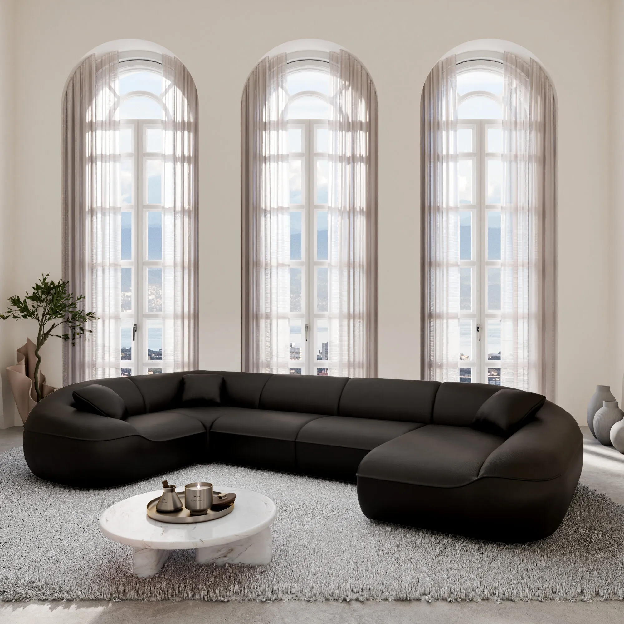 Kunstleder U-Form XL Wohnlandschaft Levina – Bild 13