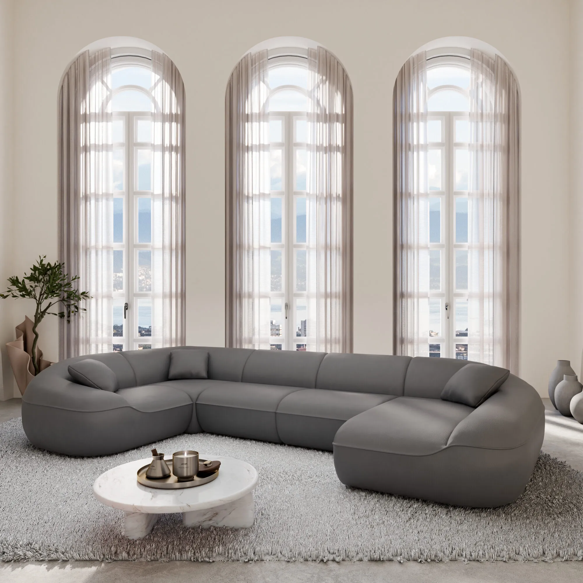 Kunstleder U-Form XL Wohnlandschaft Levina