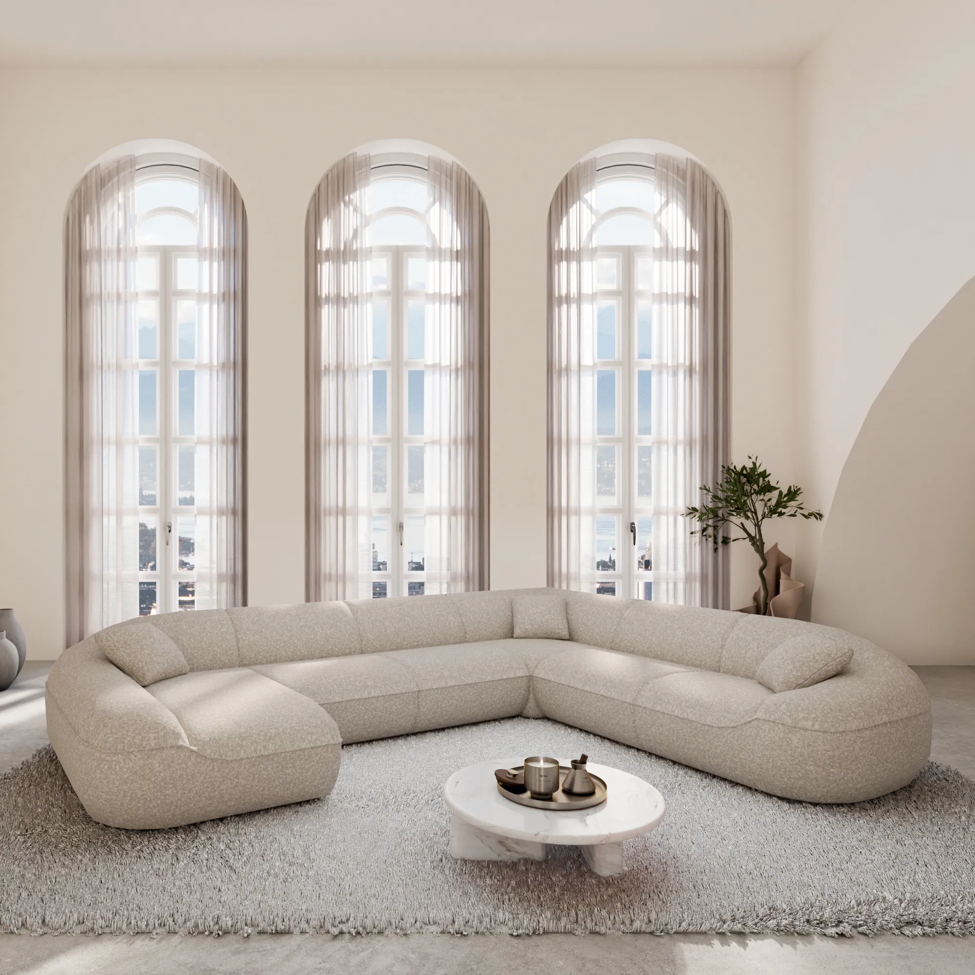 Bouclé U-Form XXL Wohnlandschaft Levina – Bild 6