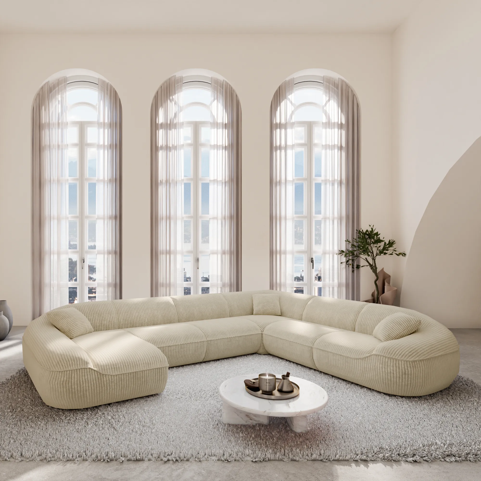 Cord U-Form XXL Wohnlandschaft Levina – Bild 7
