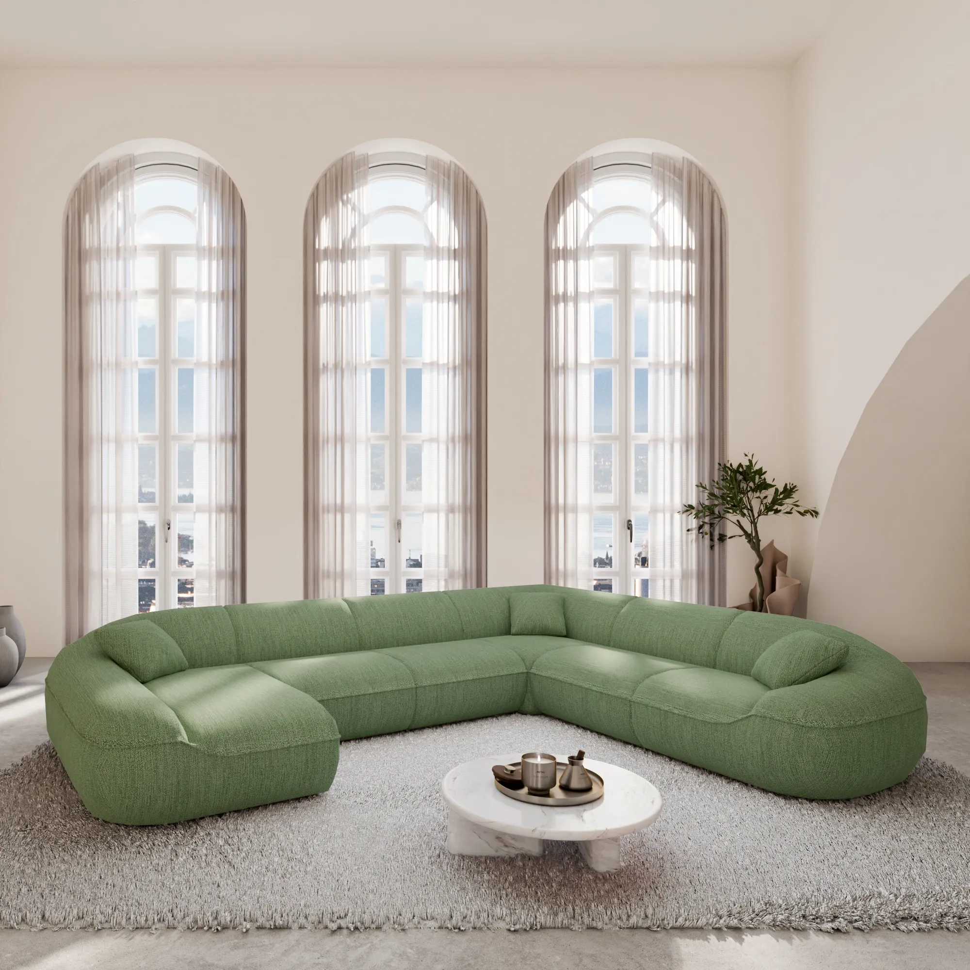 Strukturstoff U-Form XXL Wohnlandschaft Levina – Bild 16