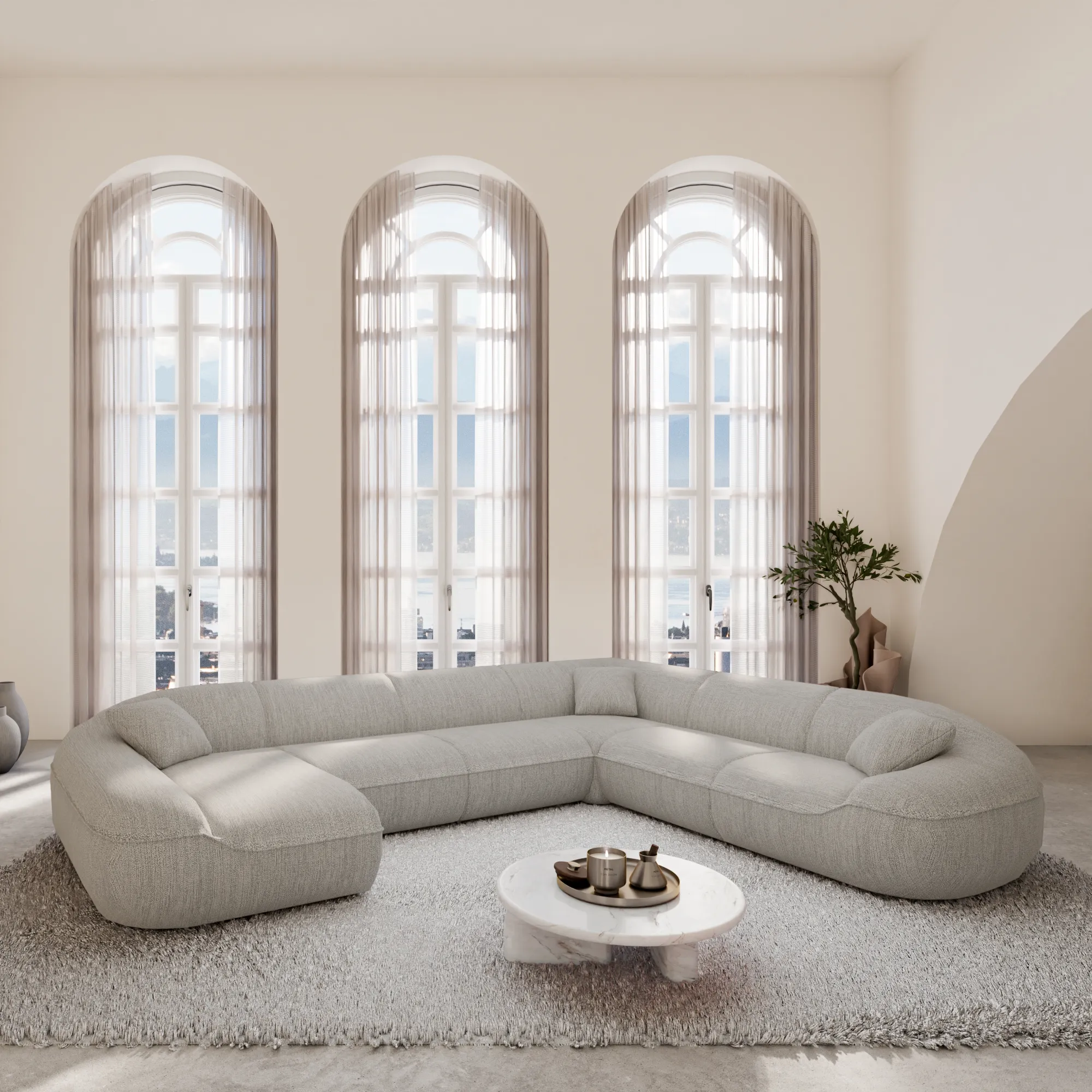 Strukturstoff U-Form XXL Wohnlandschaft Levina – Bild 18