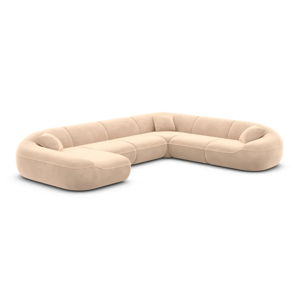 Samtstoff U-Form XXL Wohnlandschaft Levina