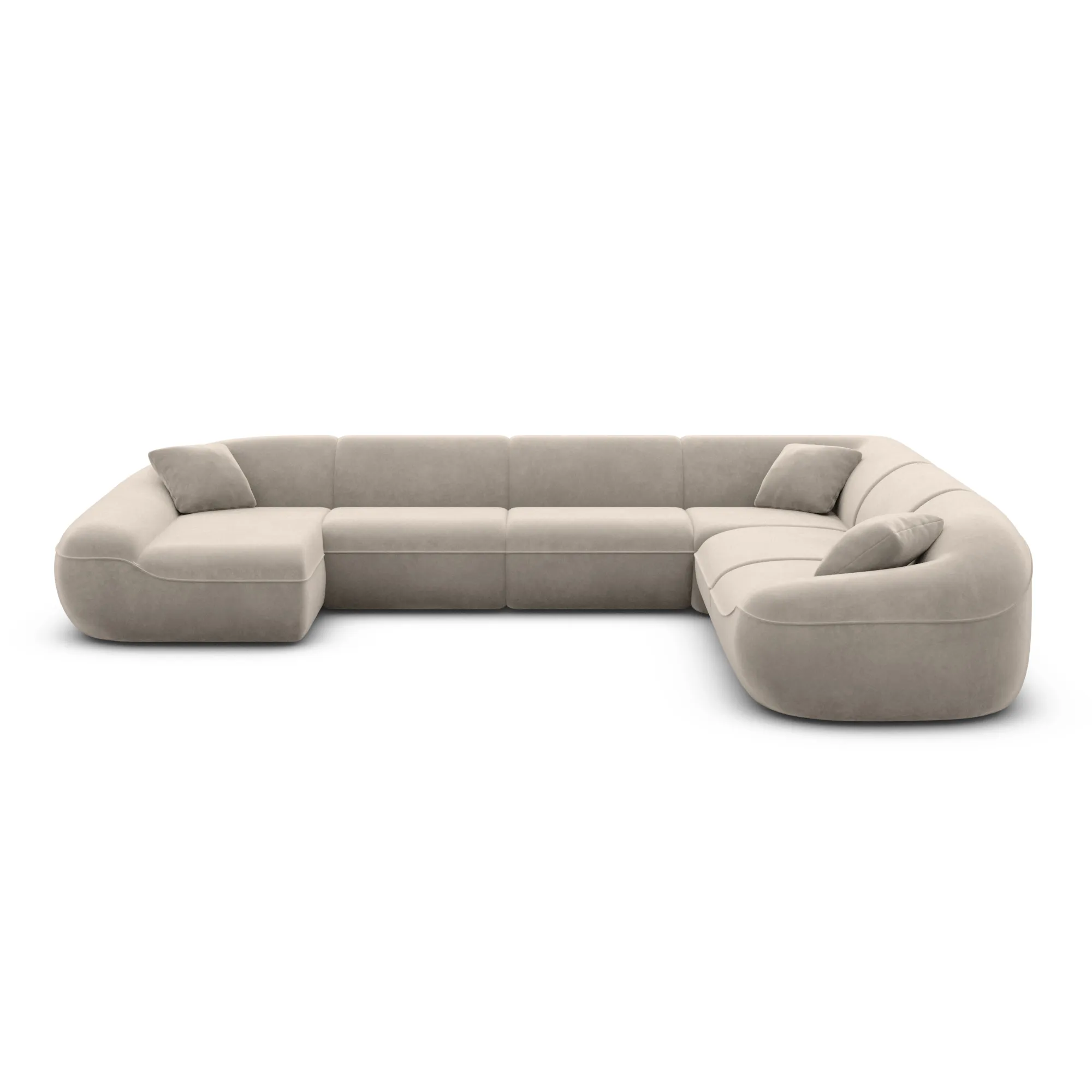 Samtstoff U-Form XXL Wohnlandschaft Levina – Bild 29