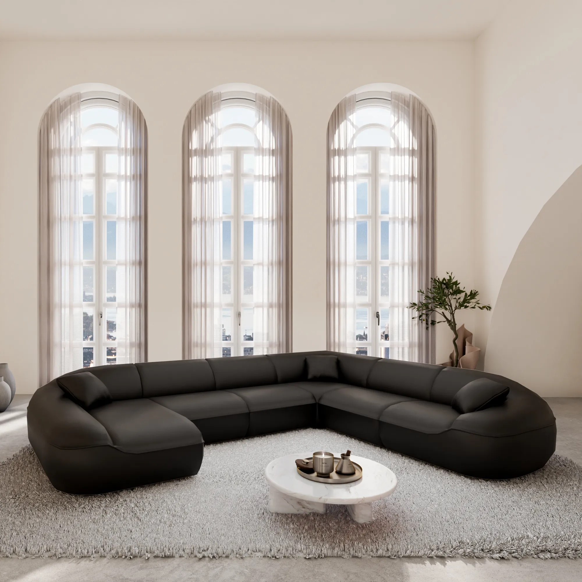Kunstleder U-Form XXL Wohnlandschaft Levina – Bild 13