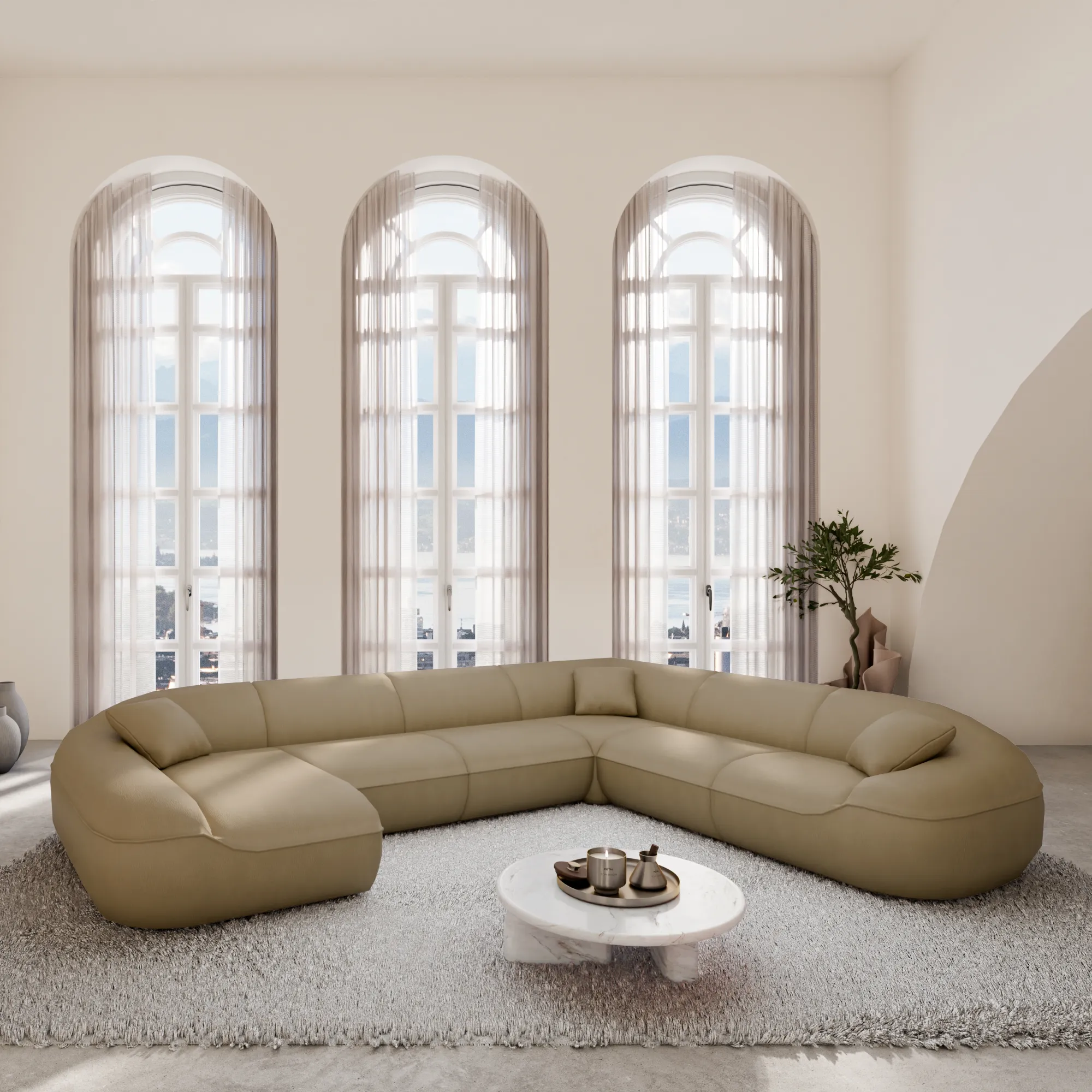 Kunstleder U-Form XXL Wohnlandschaft Levina – Bild 15