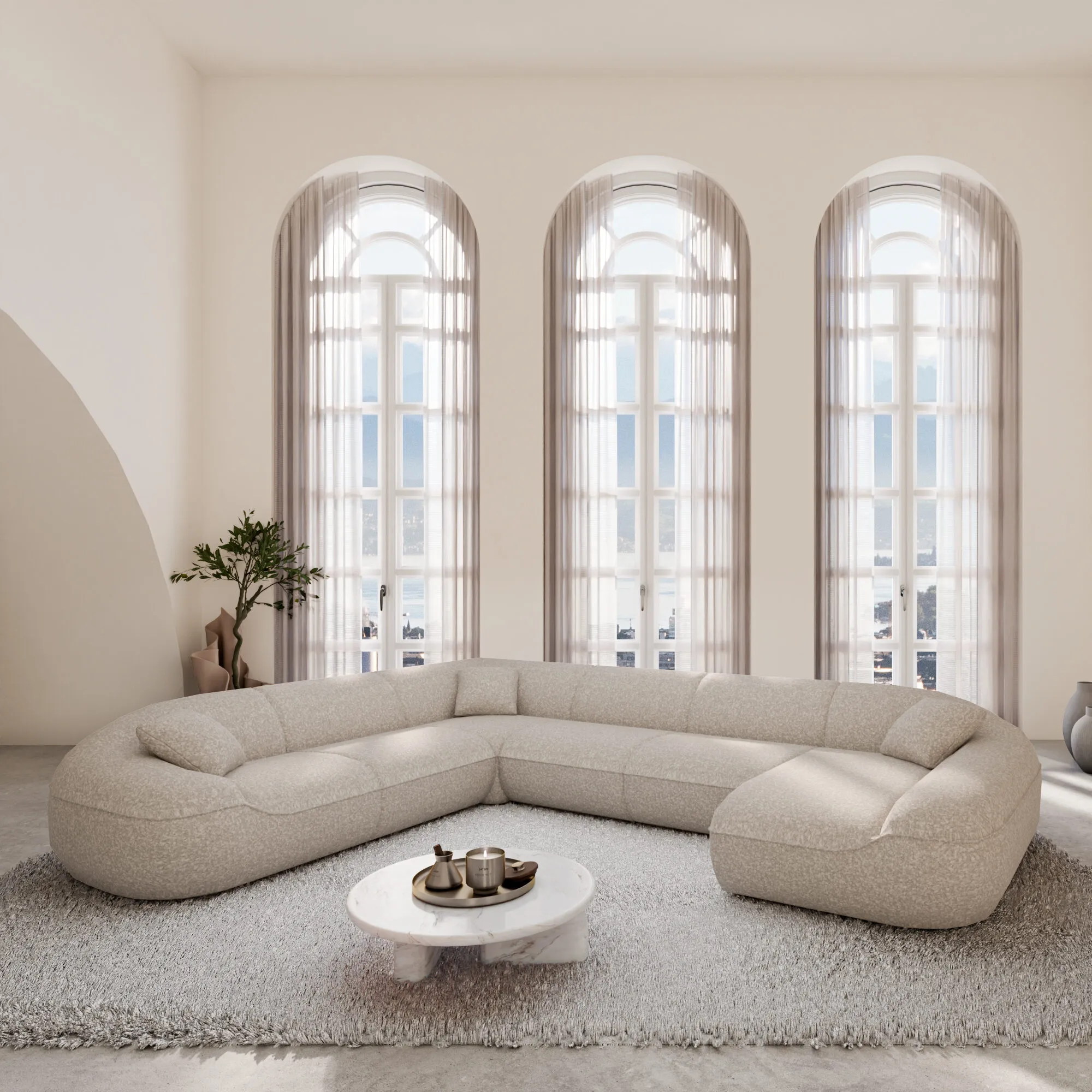 Bouclé U-Form XXL Wohnlandschaft Levina – Bild 3