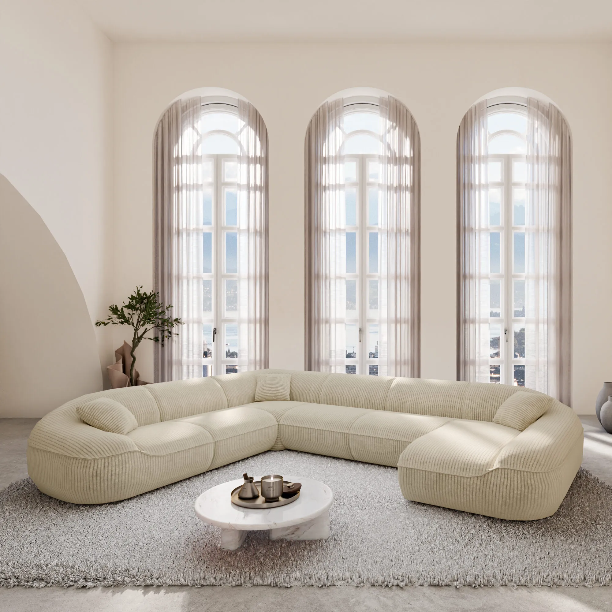 Cord U-Form XXL Wohnlandschaft Levina – Bild 3