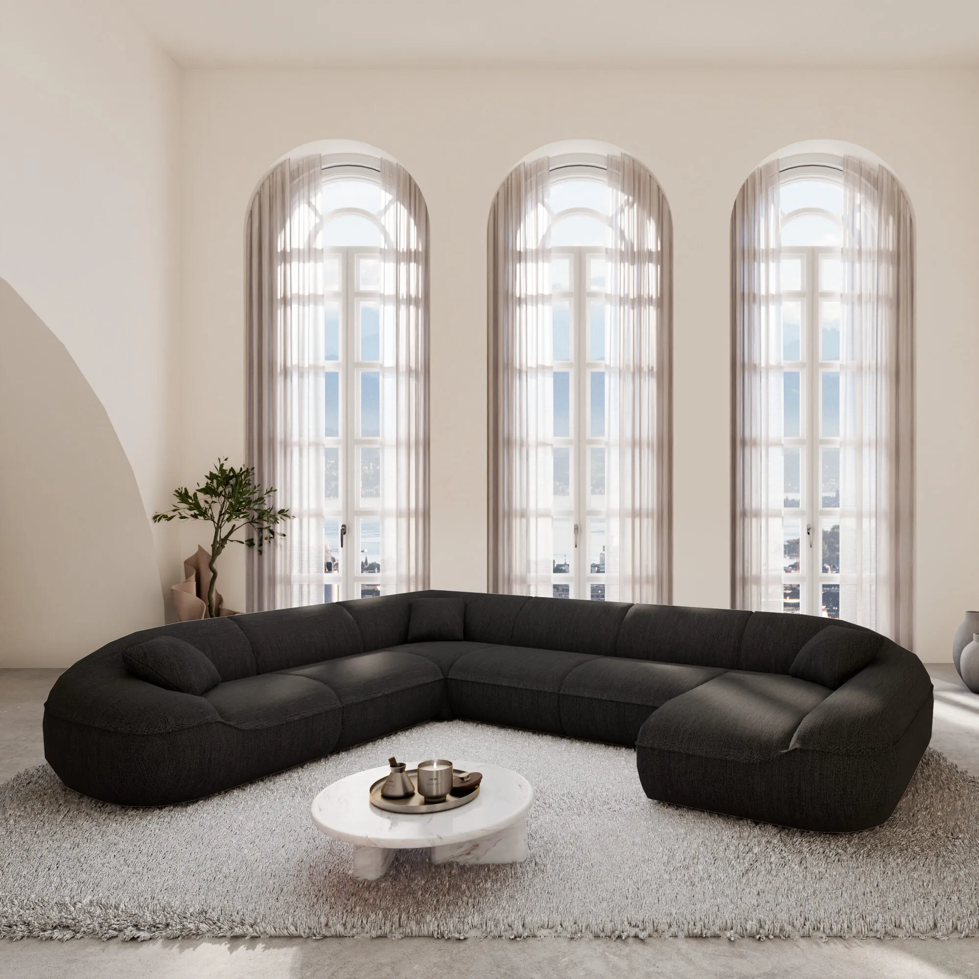 Strukturstoff U-Form XXL Wohnlandschaft Levina – Bild 2