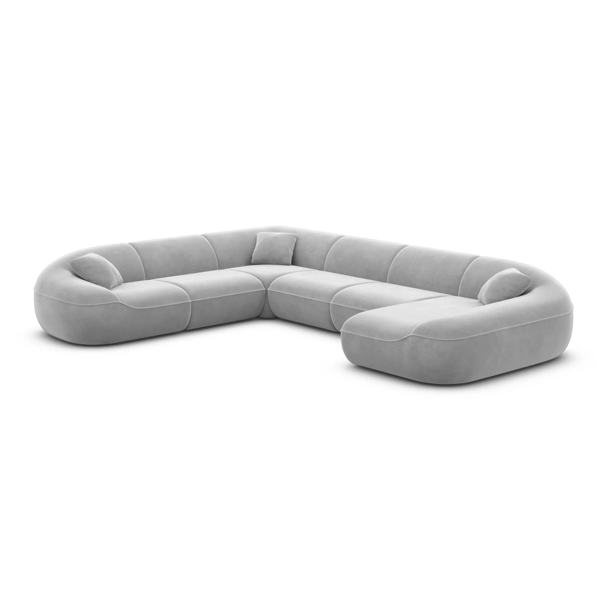 Samtstoff U-Form XXL Wohnlandschaft Levina – Bild 49