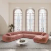 Samtstoff U-Form XXL Wohnlandschaft Levina – Bild 11