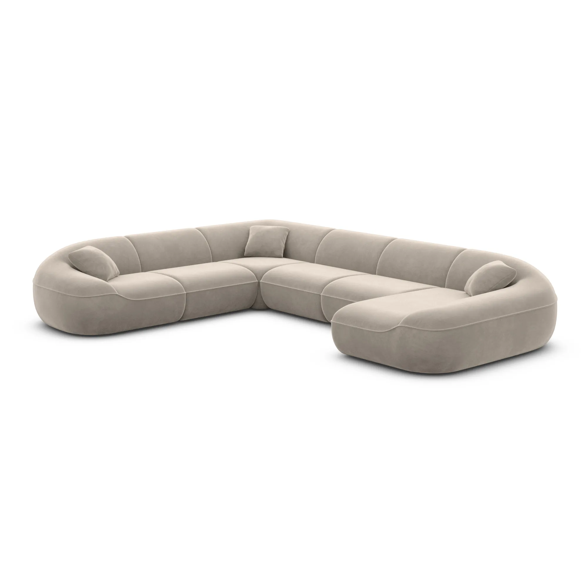 Samtstoff U-Form XXL Wohnlandschaft Levina – Bild 64