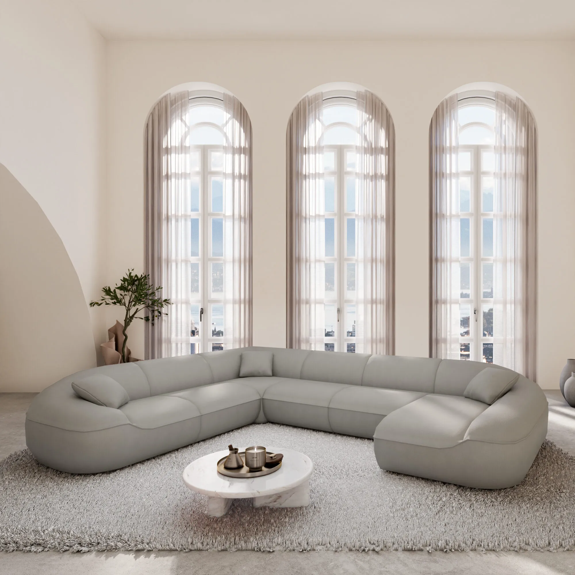 Kunstleder U-Form XXL Wohnlandschaft Levina – Bild 10