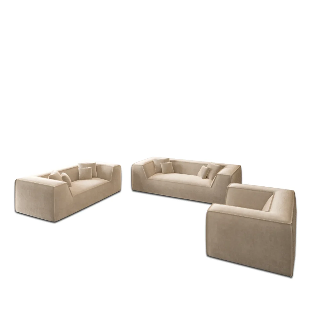 Samtstoff 3-2-1-Sitzer Sofa Set Liberia
