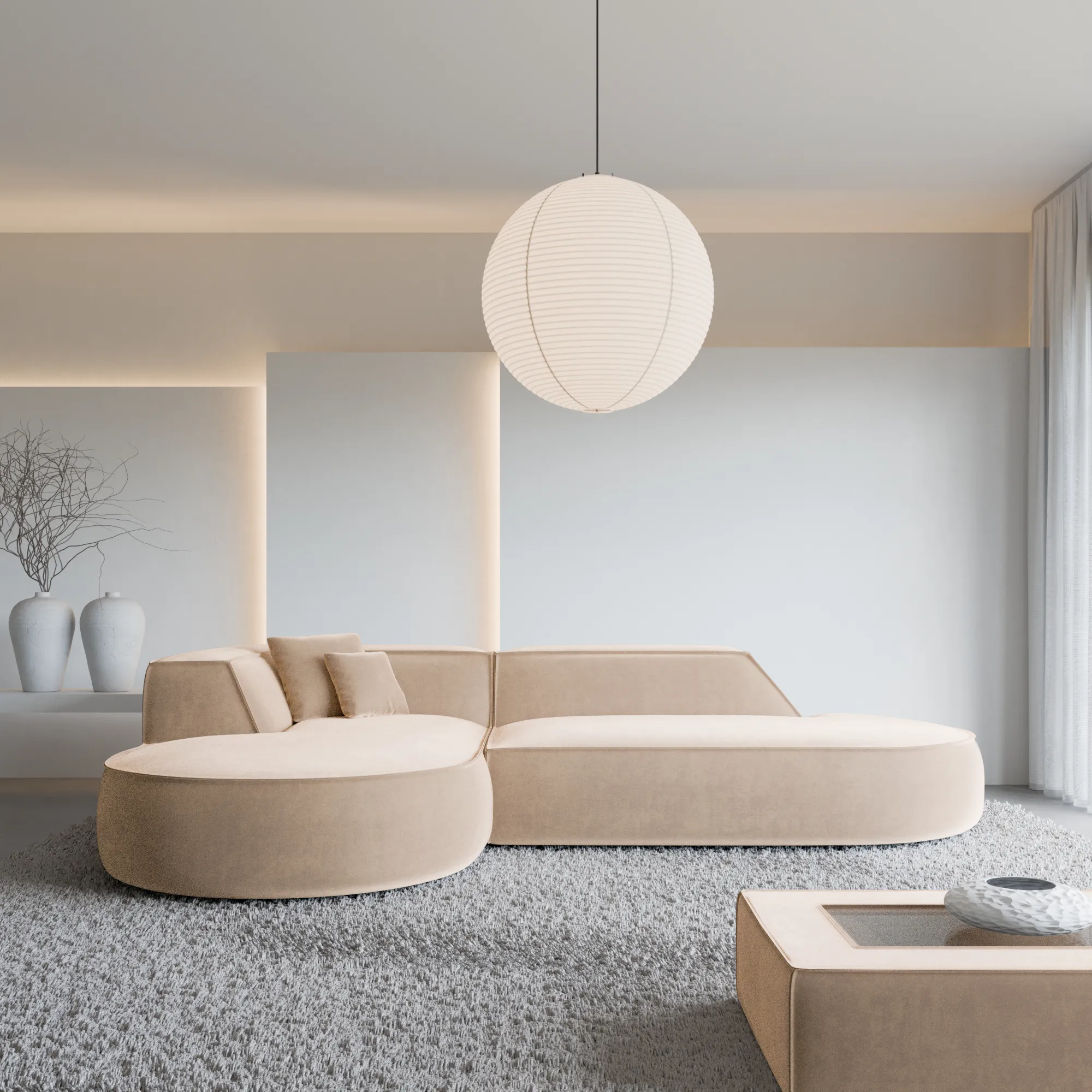 Samtstoff L-Form Lounge Sofa Liberia