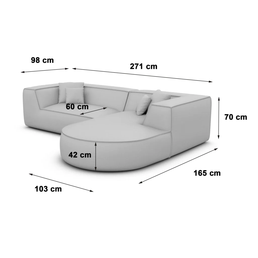 Bouclé L-Form Sofa Liberia