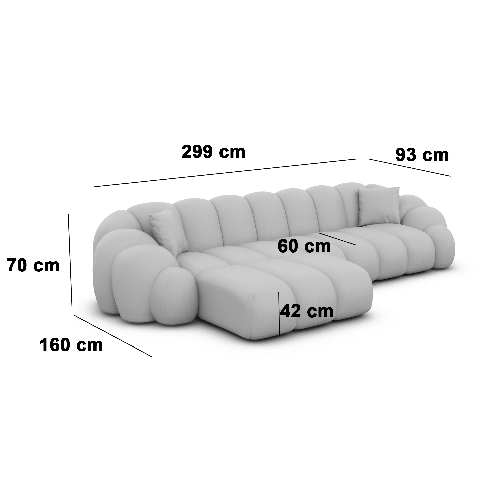Bouclé L-Form Sofa Liora